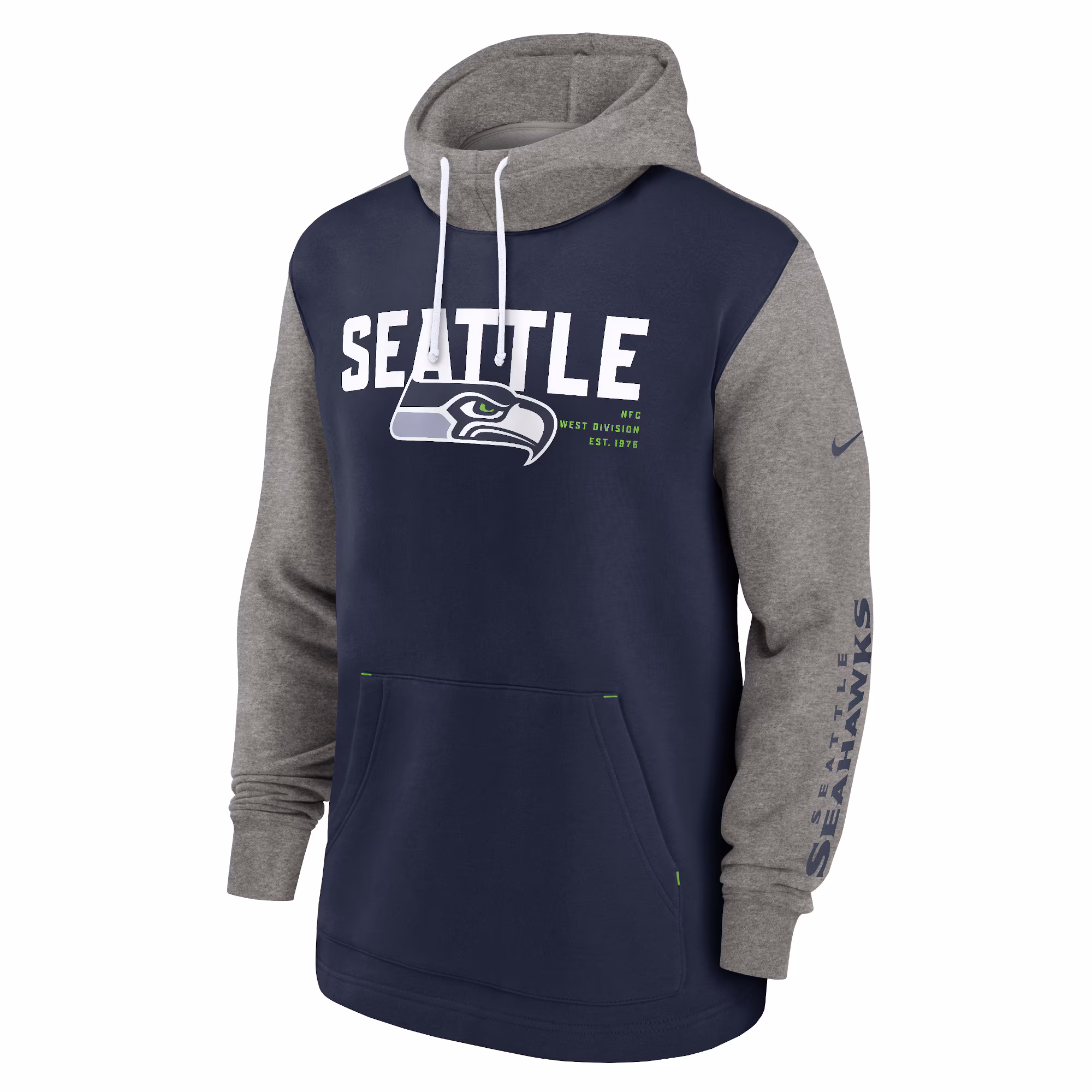 Seattle Seahawks Fashion Color Block Pullover Hoodie - College Navy