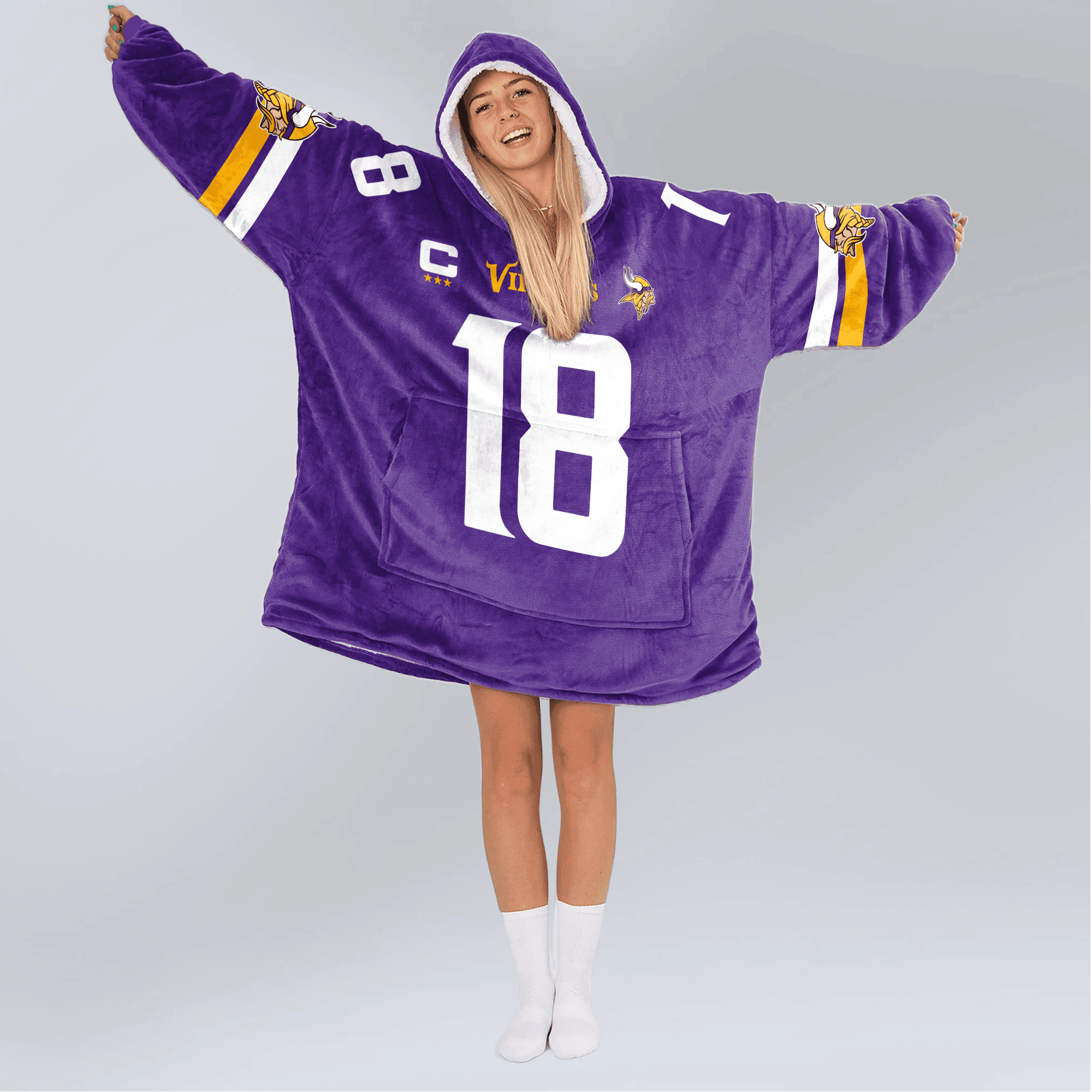 Captain 18 Minnesota Football Unisex Blanket Hoodie