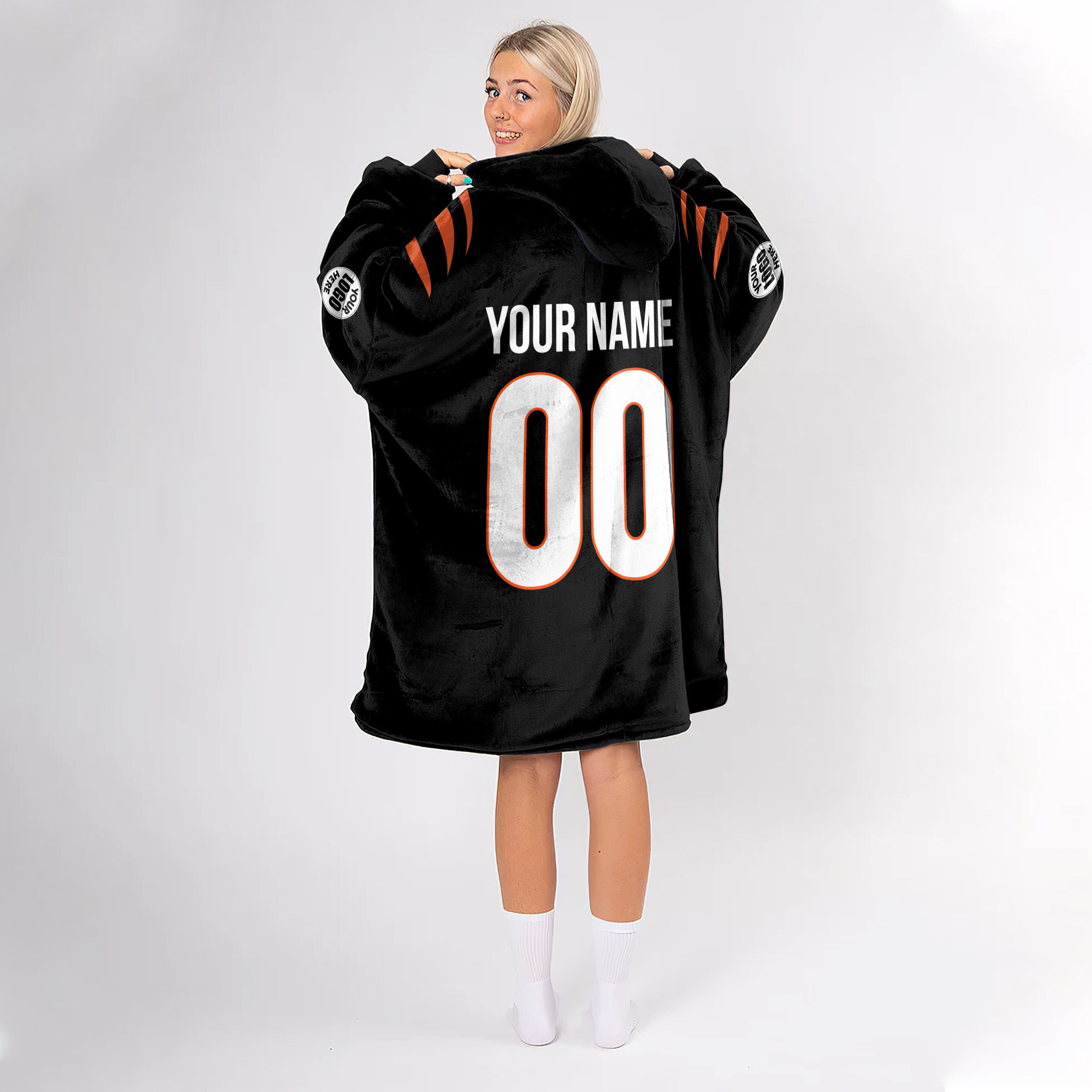 Adult Custom Blanket Hoodie Cincinnati Inspired Color