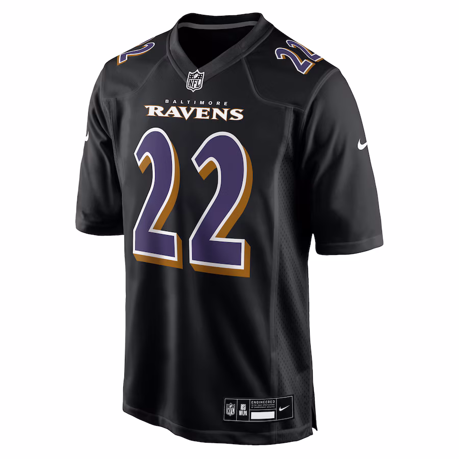 Men's Derrick Henry #22 Carbon Black Baltimore Ravens Fashion Jersey