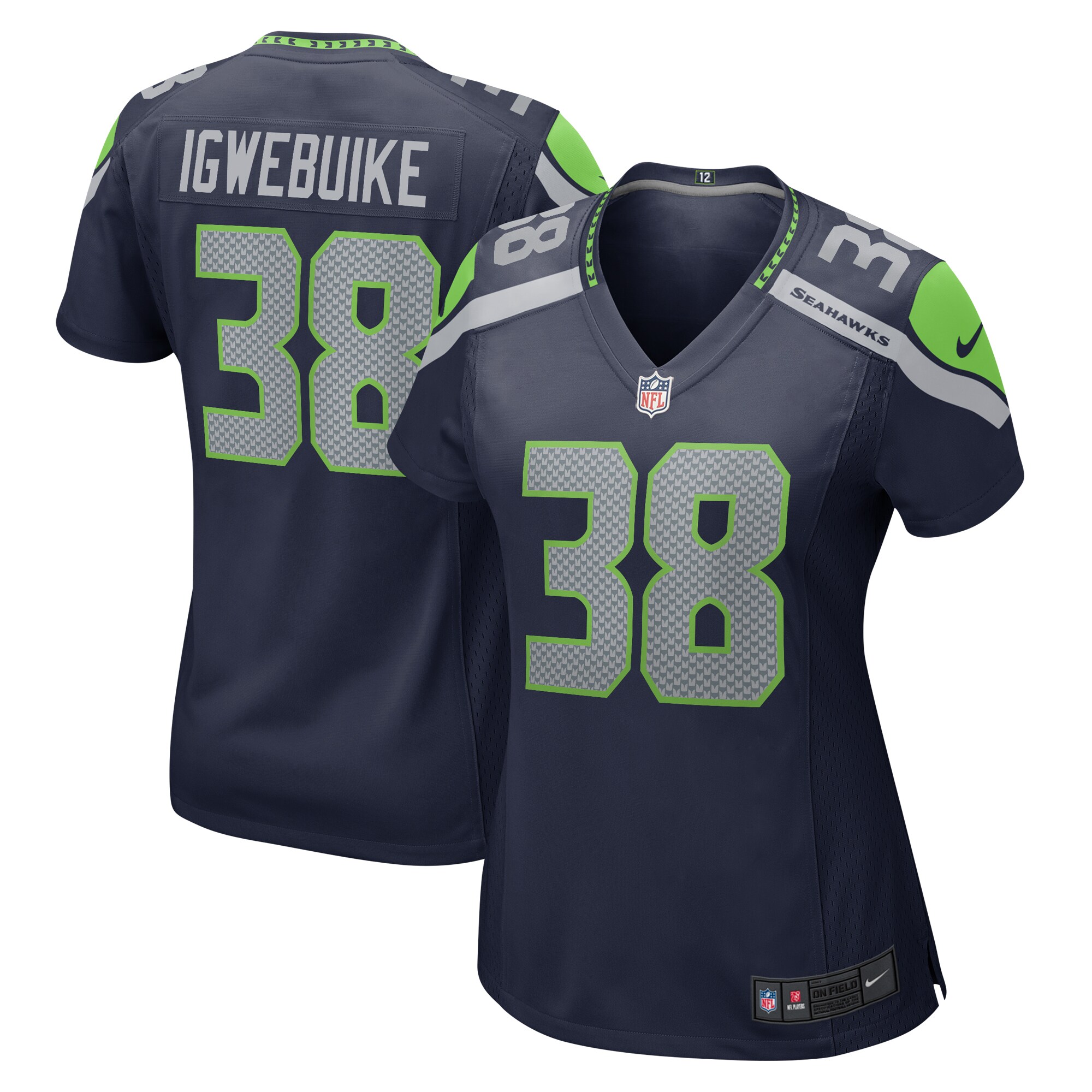 Godwin Igwebuike Seattle Seahawks  Women's Home Game Player Jersey - College Navy