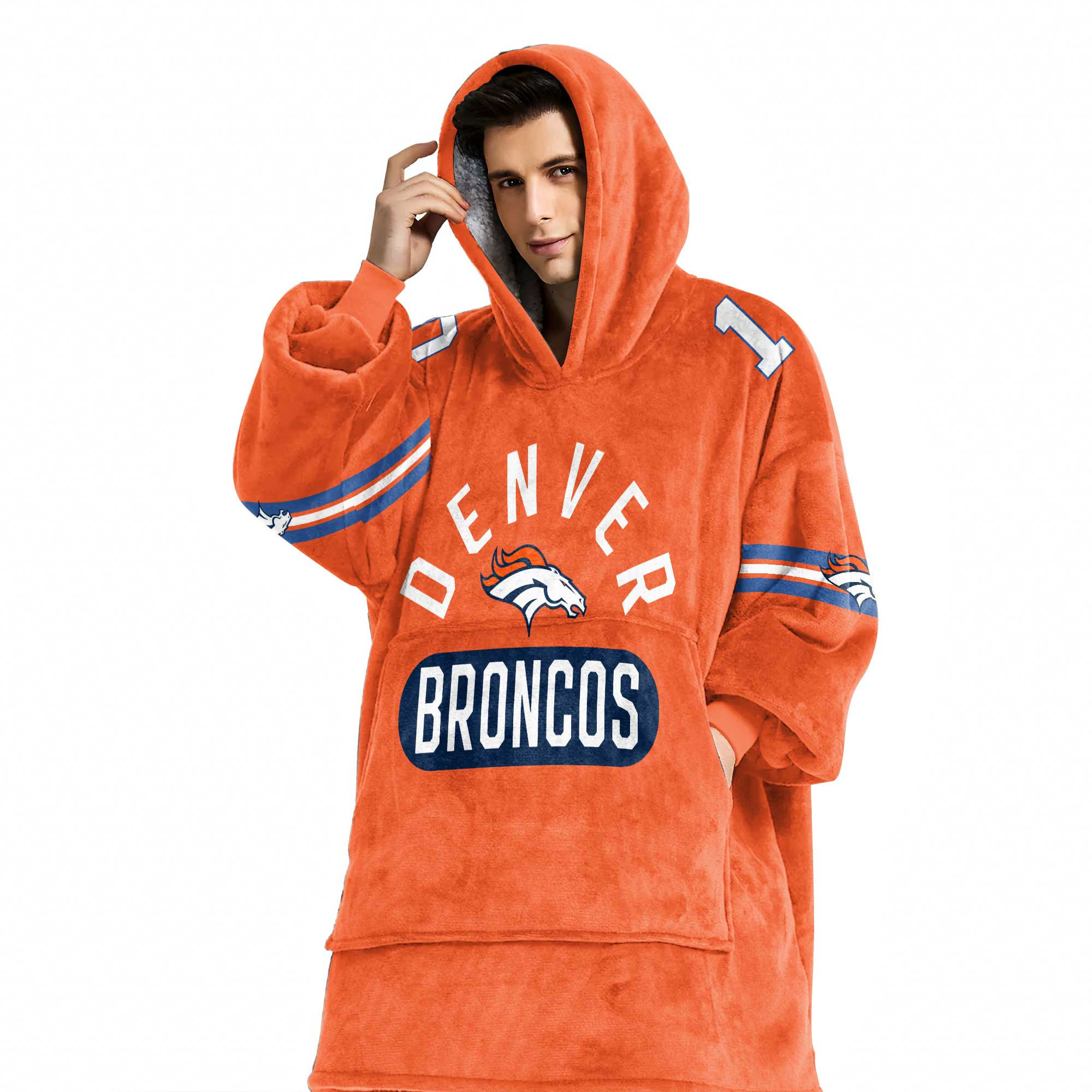Adult 10 Denver Football Unisex Blanket Hoodie