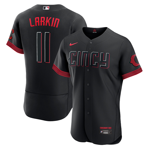 Men's Cincinnati Reds #11 Barry Larkin  Black 2023 City Connect Flex Base Player Jersey
