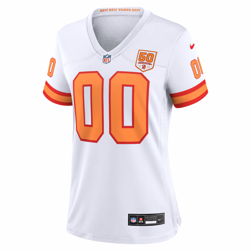 Custom '76 Tampa Bay Buccaneers Women's 50th Season Alternate Game Jersey - White