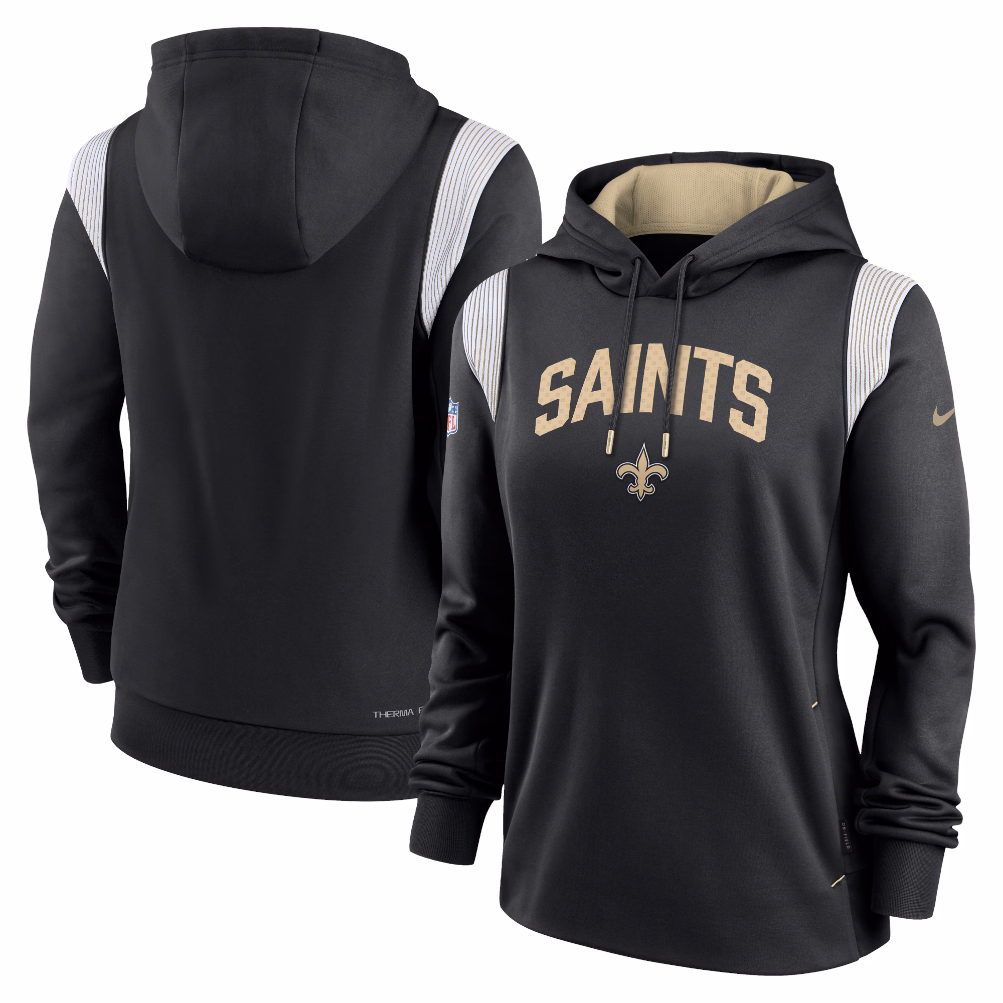 New Orleans Saints Women's Sideline Stack Performance Pullover Hoodie - Black