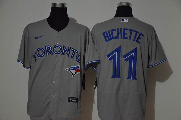 Men's Toronto Blue Jays #11 Bo Bichette Grey Stitched MLB Flex Base  Jersey