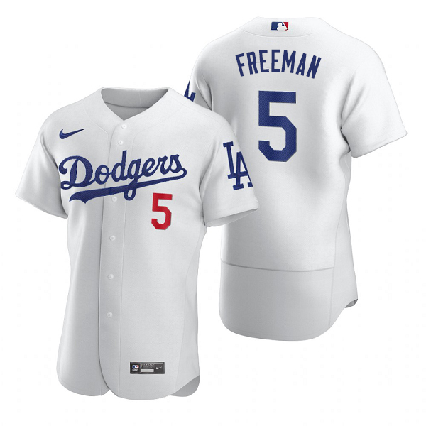 Men's Los Angeles Dodgers #5 Freddie Freeman  White MLB Flex Base Jersey