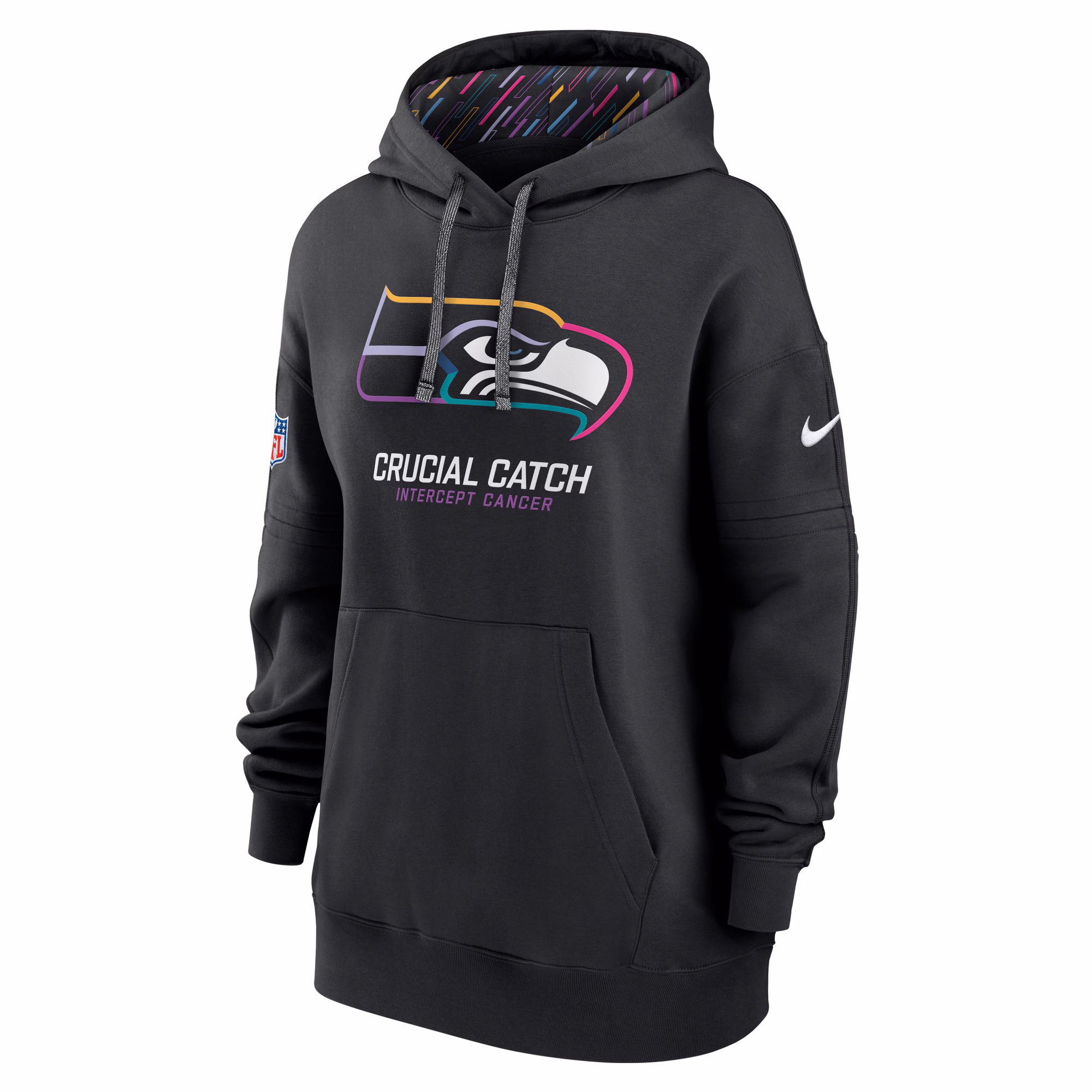 Seattle Seahawks Women's 2024 NFL Crucial Catch Club Pullover Hoodie - Black