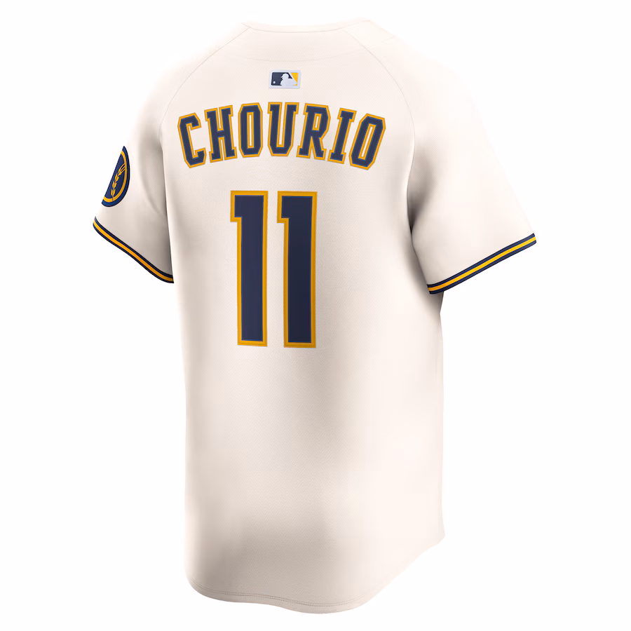 Men's Milwaukee Brewers #11 Jackson Chourio Cream Home Limited Jersey