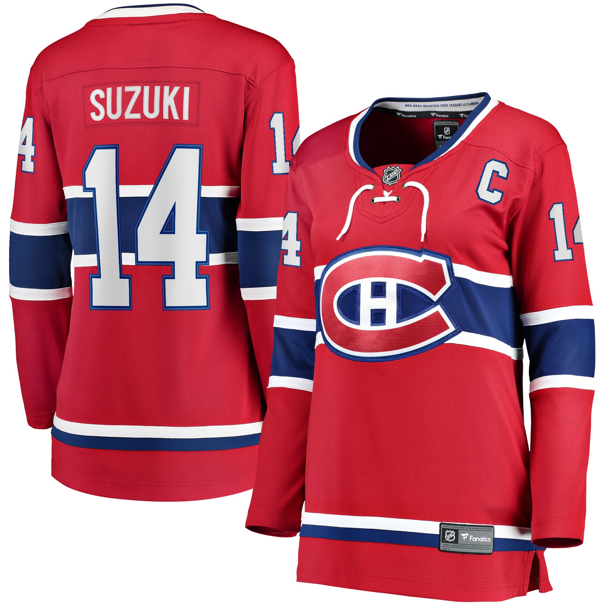 Nick Suzuki Montreal Canadiens Women's Home Captain Patch Breakaway Player Jersey - Red