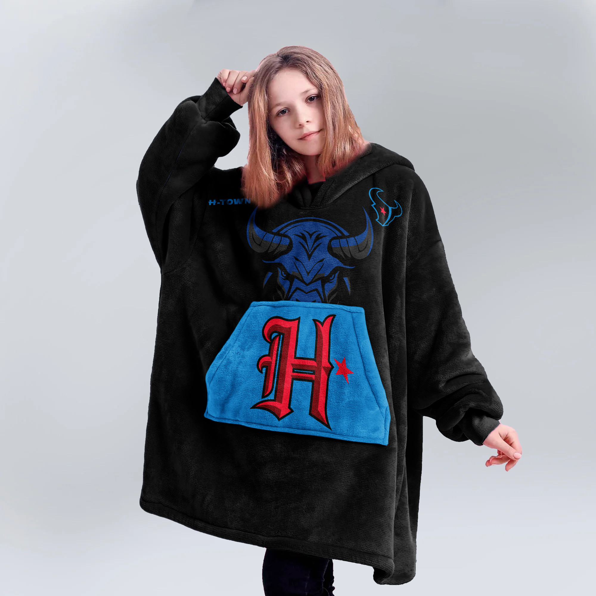 Adult Houston Football Unisex Blanket Hoodie