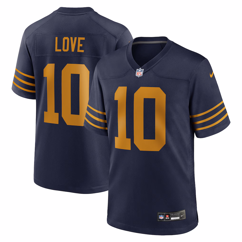 Green Bay Packers #10 Jordan Love 23 Classic Game Jersey-Navy