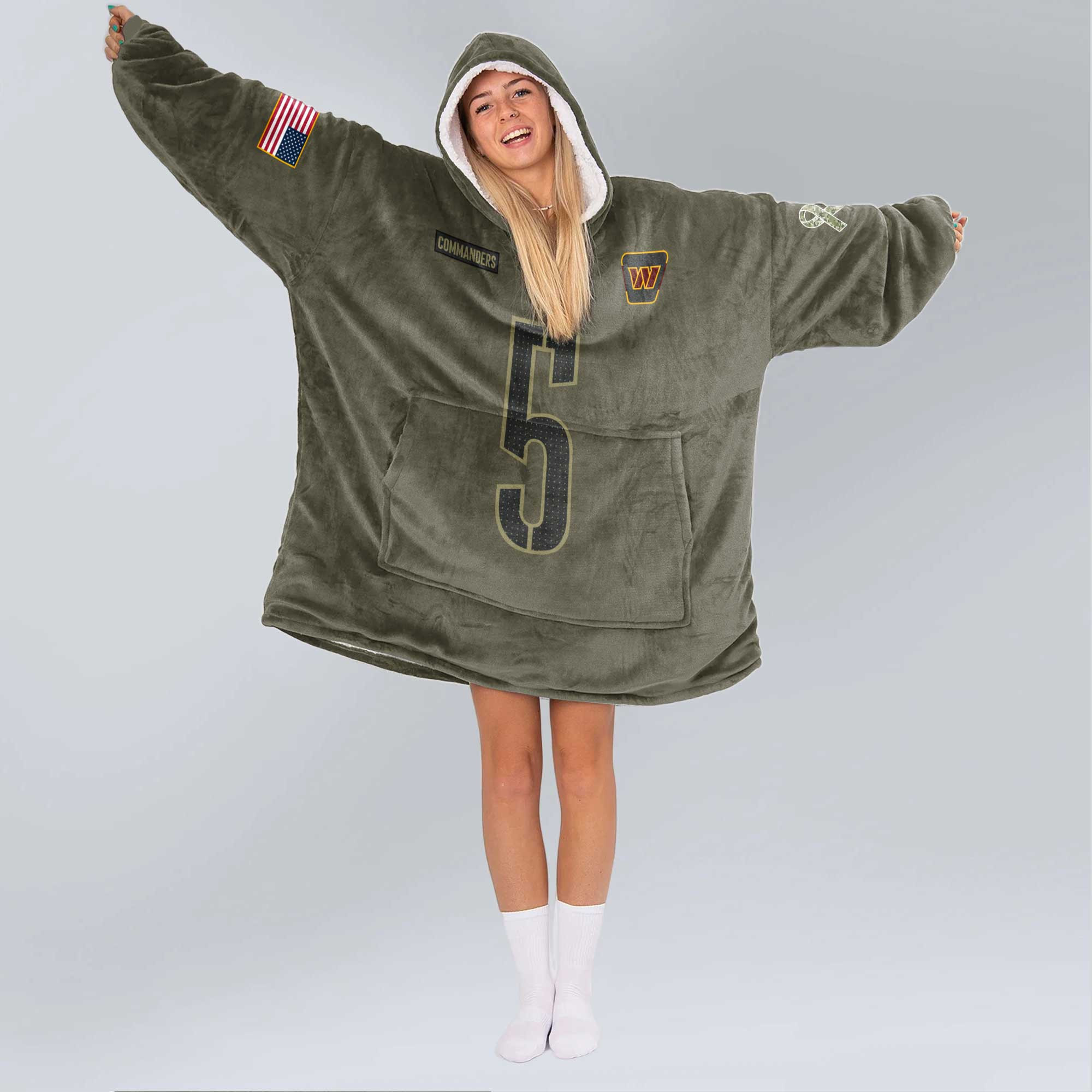 Army J.D 5 Washington Football Unisex Blanket Hoodie