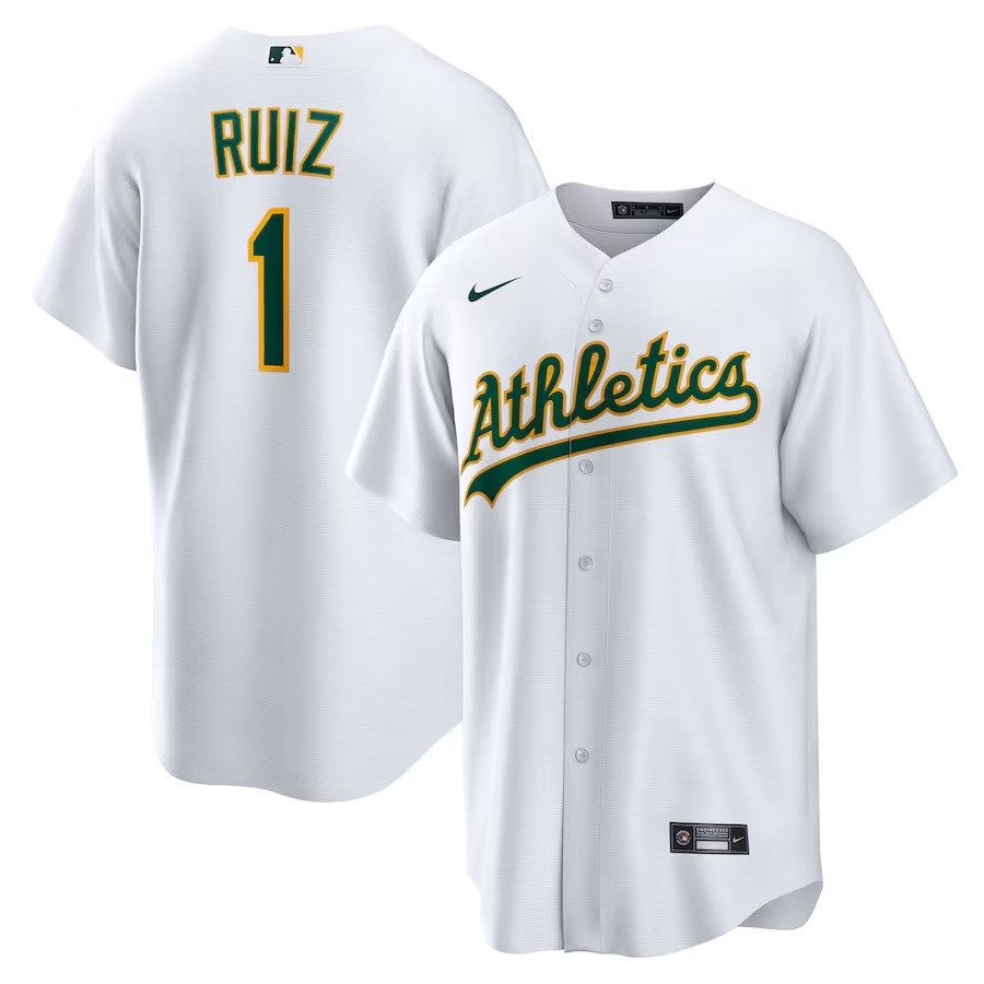 Men's #1 Esteury Ruiz Oakland Athletics  Home White Jersey