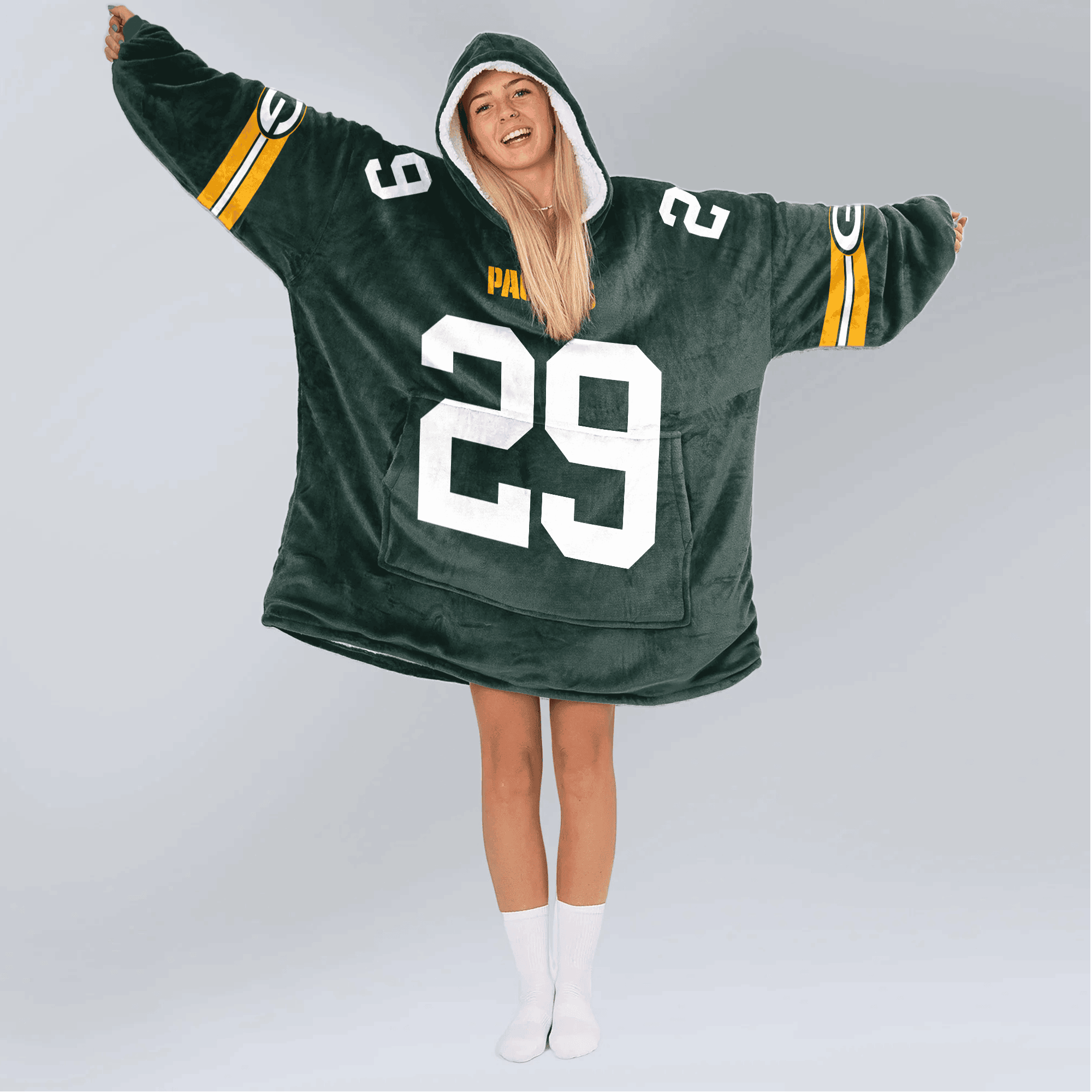 Adult 29 Green Bay Football Unisex Blanket Hoodie