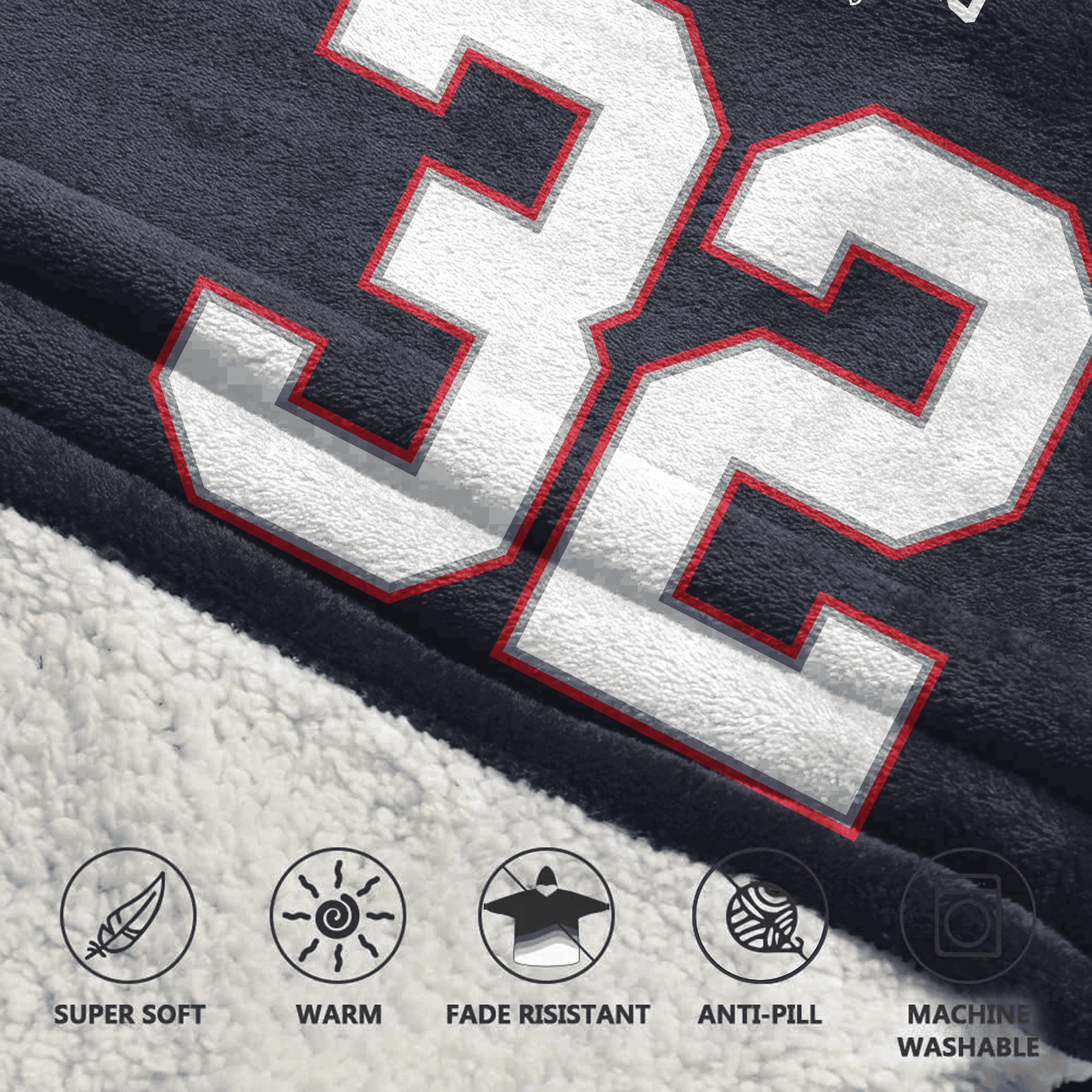 Adult 32 New England Football Unisex Blanket Hoodie