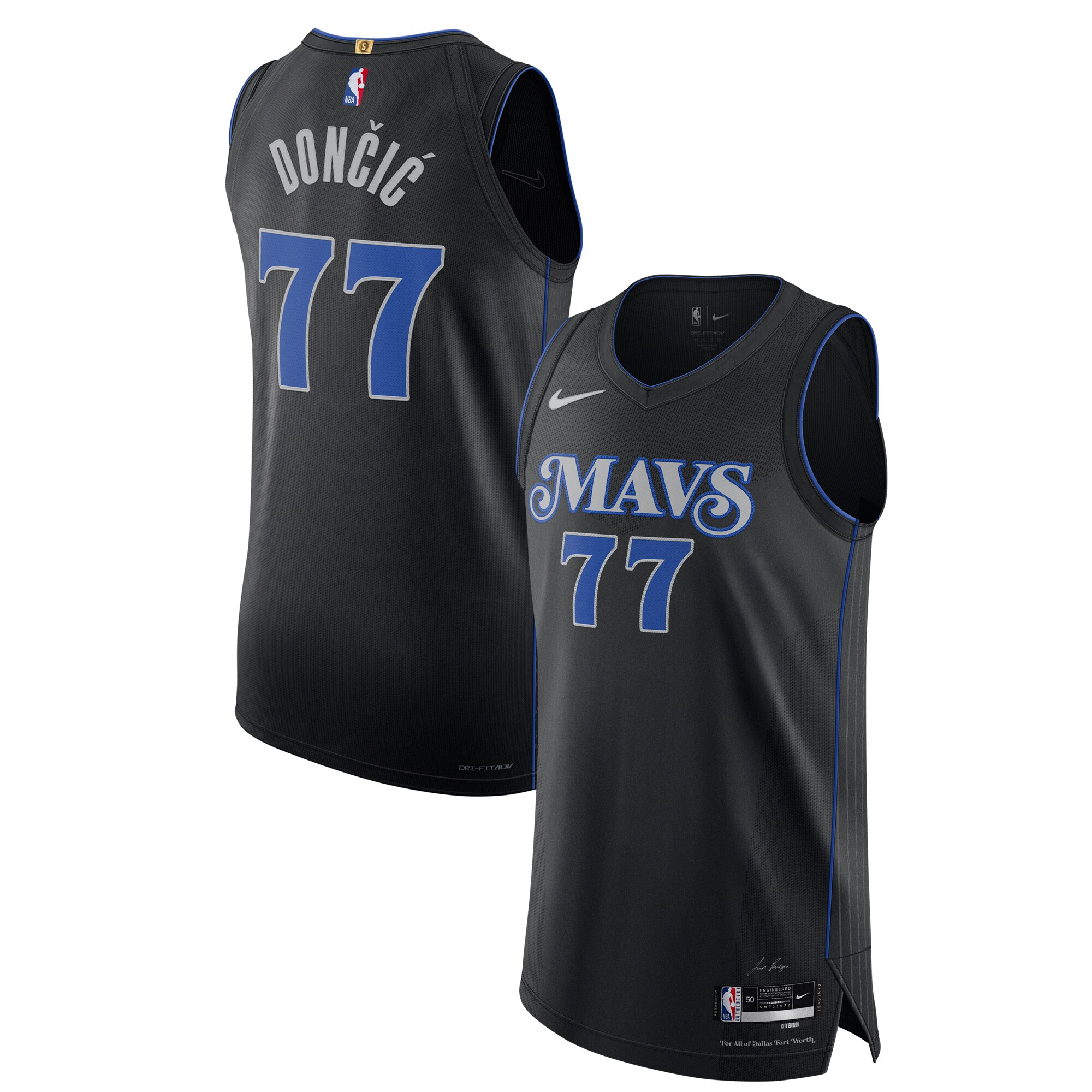 Men's Dallas Mavericks Luka Dončić  Black 2023/24 Authentic Jersey - City Edition
