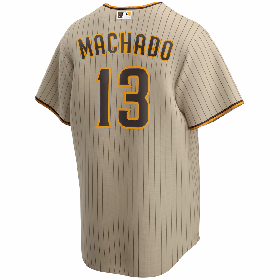 Men's San Diego Padres #13 Manny Machado Tan Alternate Replica Player Jersey