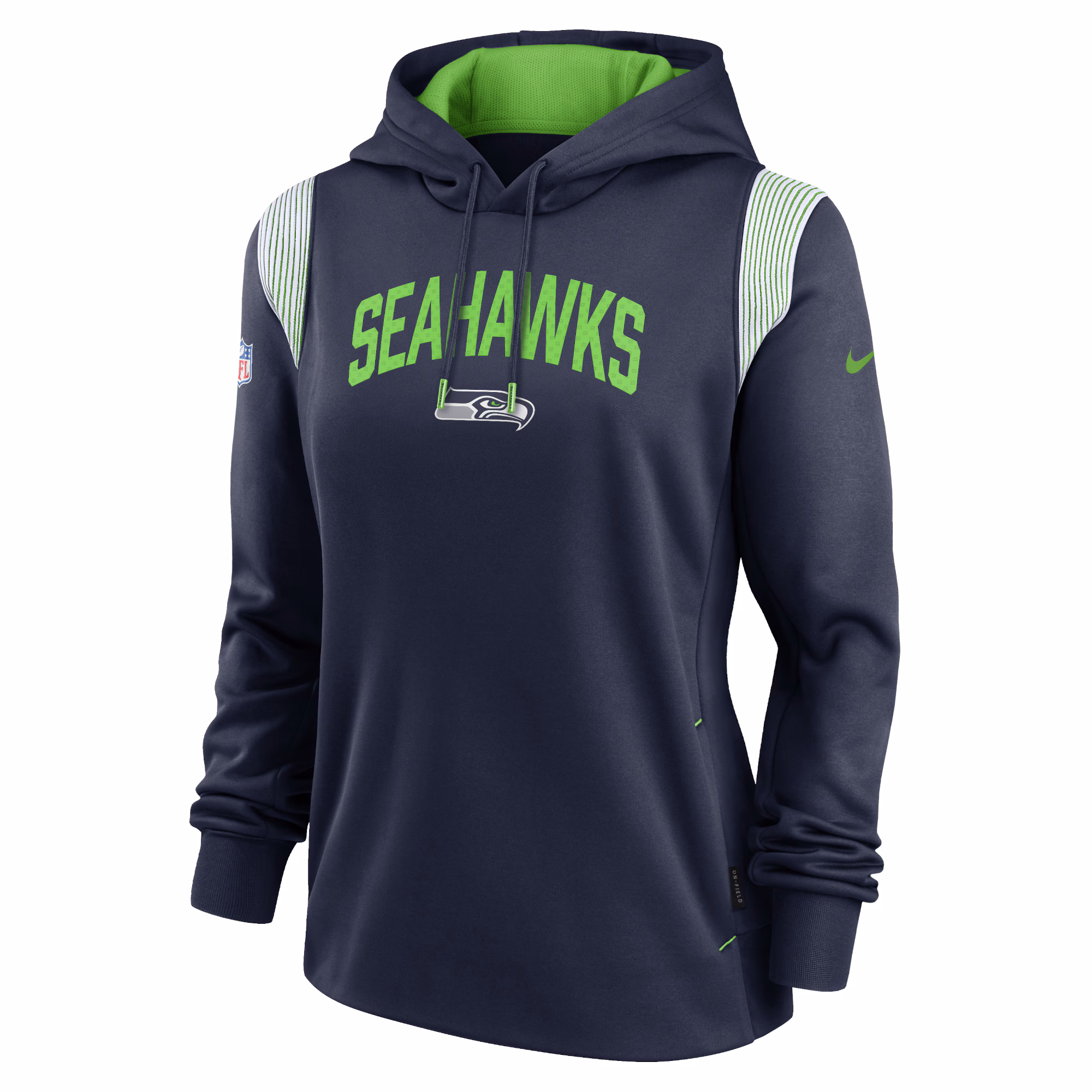 Seattle Seahawks Women's Sideline Stack Performance Pullover Hoodie - Navy