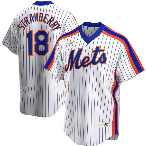 Men's  New York Mets #18 Darryl Strawberry Home Cooperstown Collection Player White MLB Jersey
