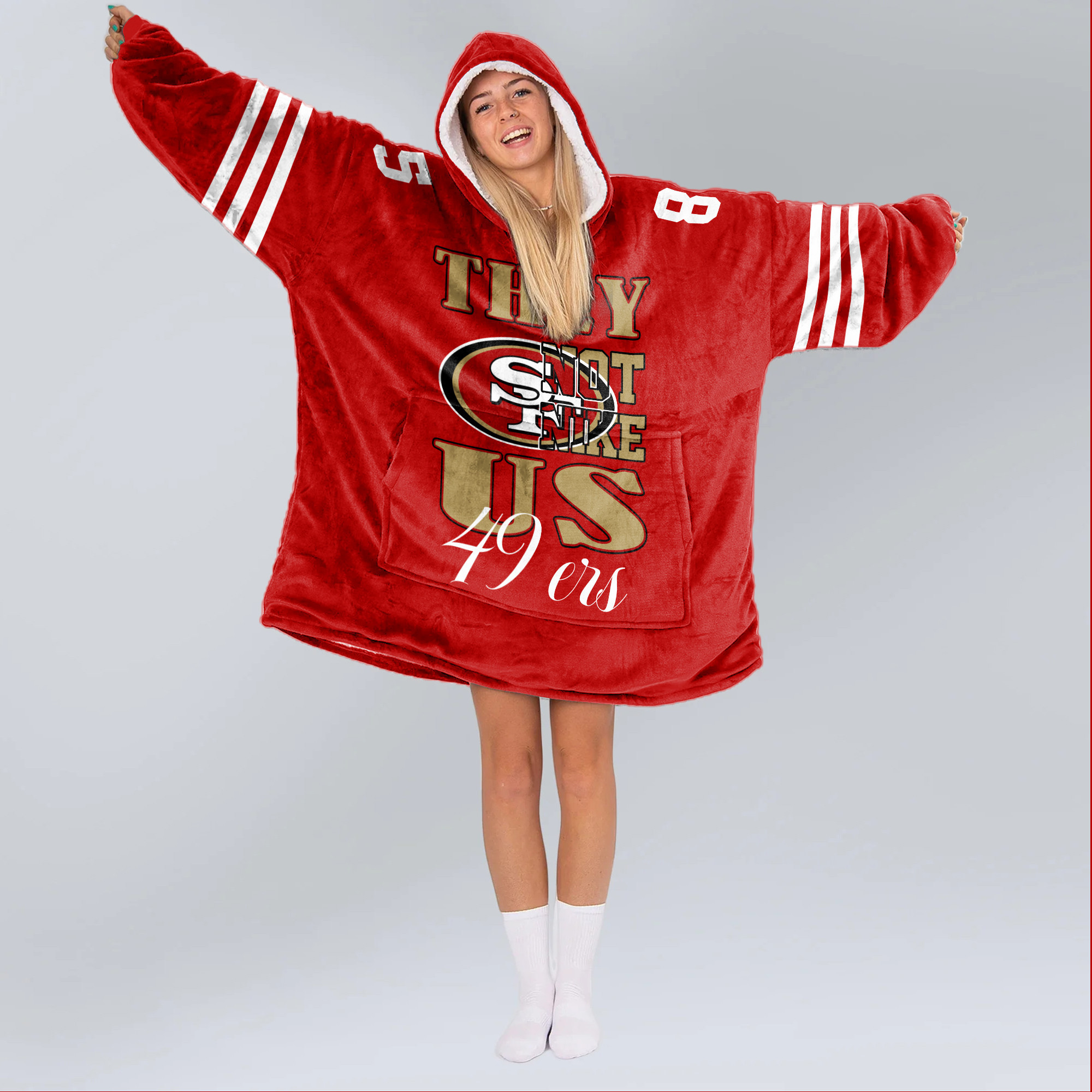 Adult They Not Like Us 85 San Francisco 49ers Football Unisex Blanket Hoodie
