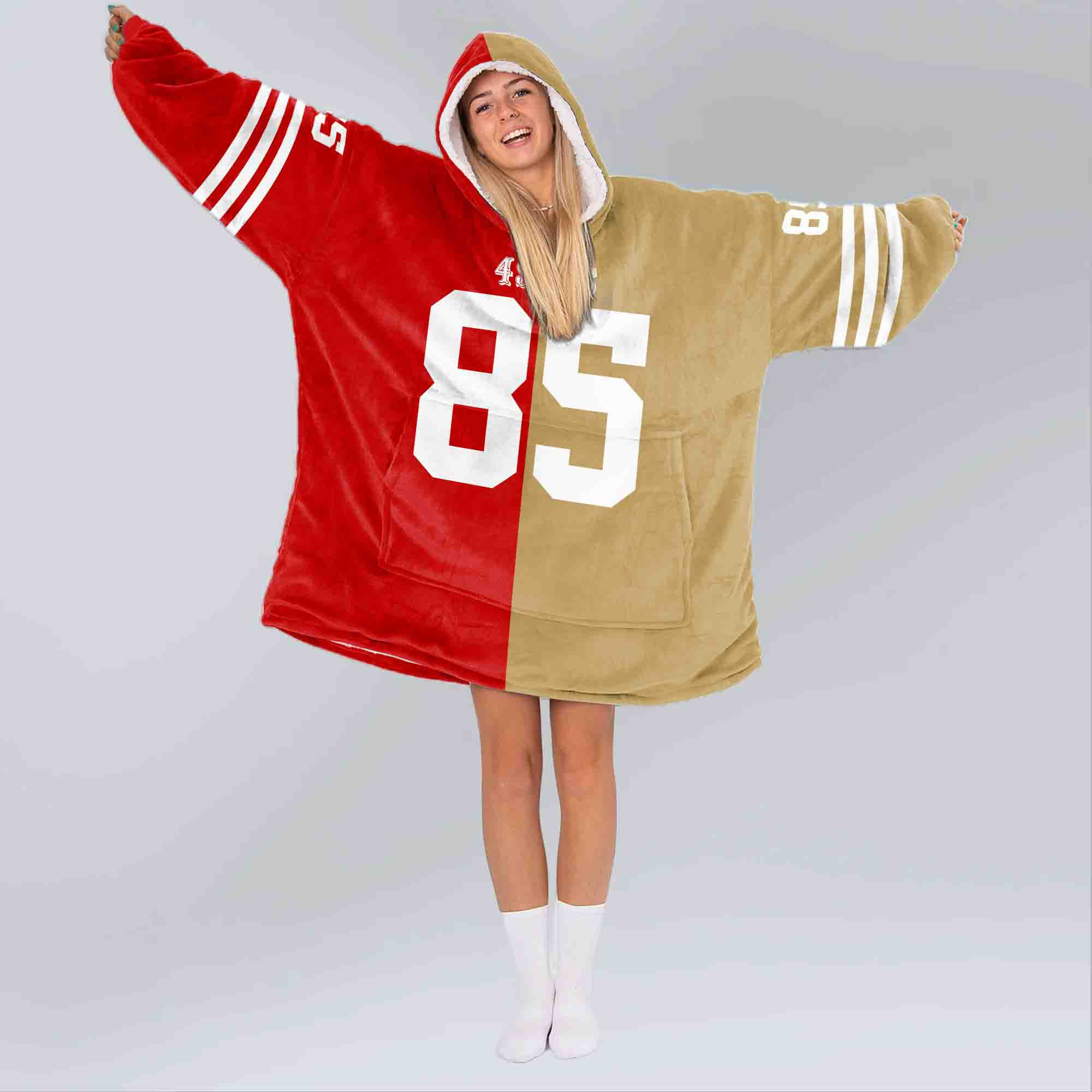 Adult 85 San Francisco 49ers Football Unisex Blanket Hoodie