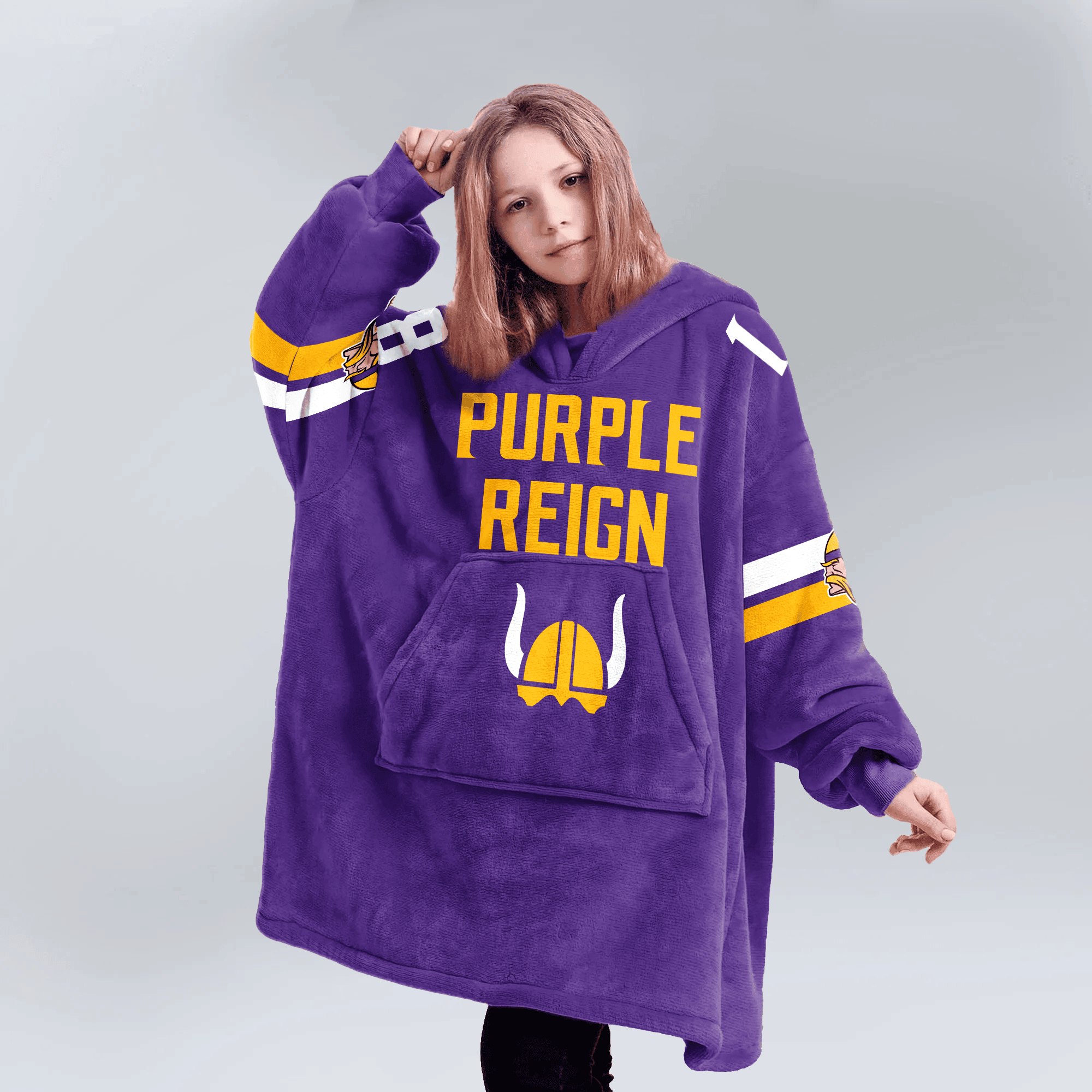 Kid 18 Minnesota Football Unisex Blanket Hoodie