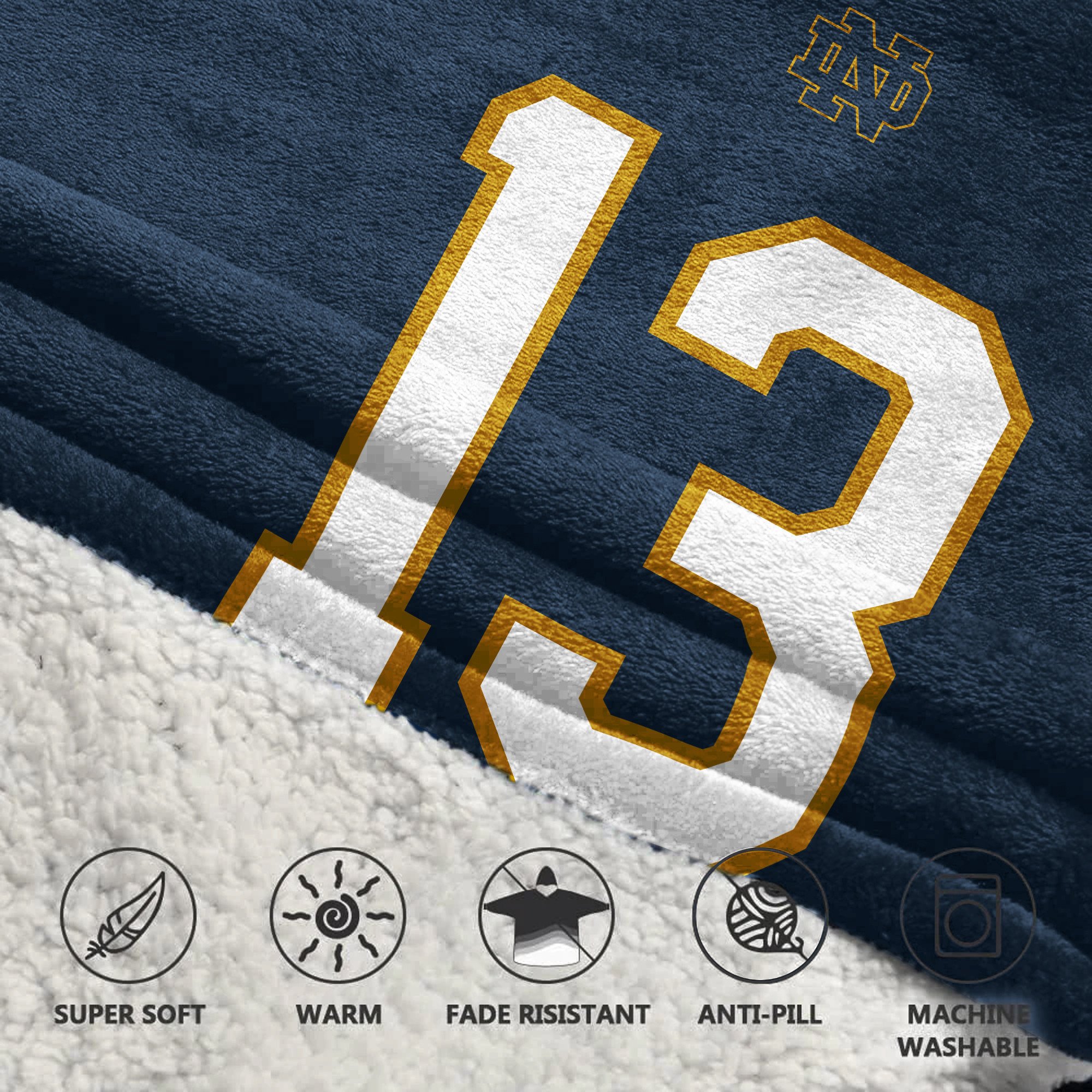 Adult 13 Notre Dame Football Unisex Blanket Hoodie