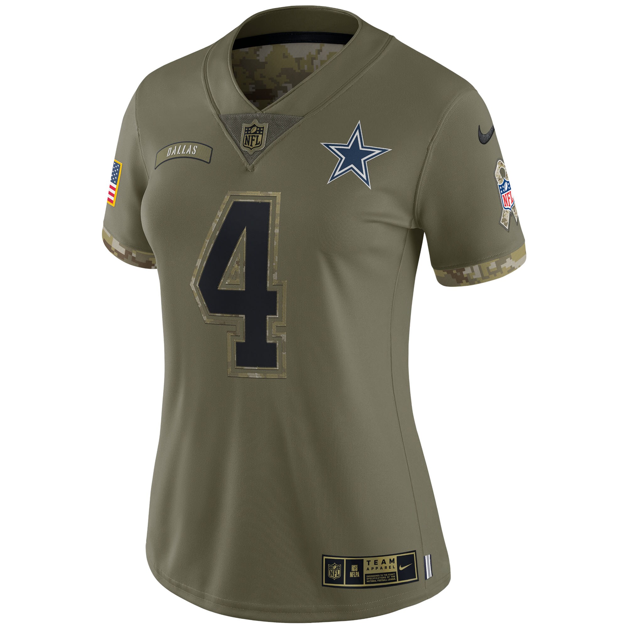 Dak Prescott Dallas Cowboys  Women's 2022 Salute To Service Limited Jersey - Olive
