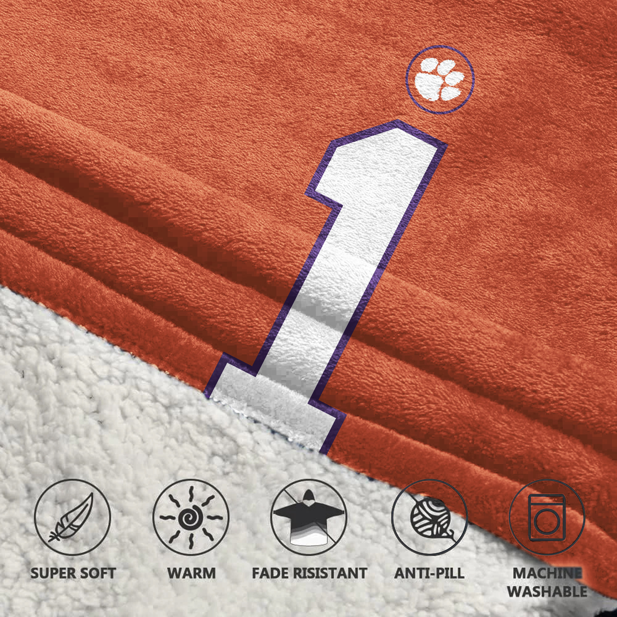 Adult #1 Clemson Football Unisex Blanket Hoodie