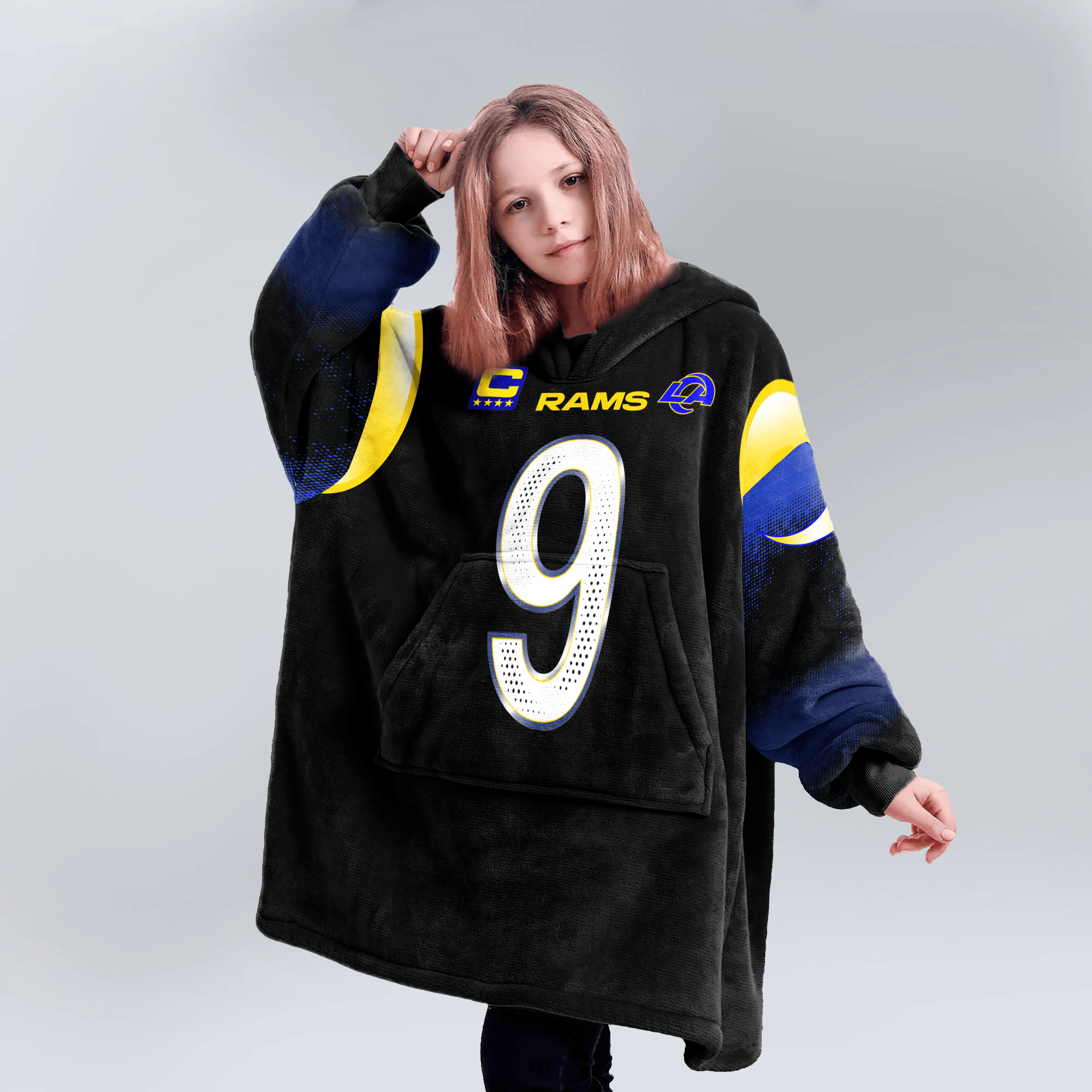 Kid M.S 9 Captain Los Angeles R Football Unisex Blanket Hoodie