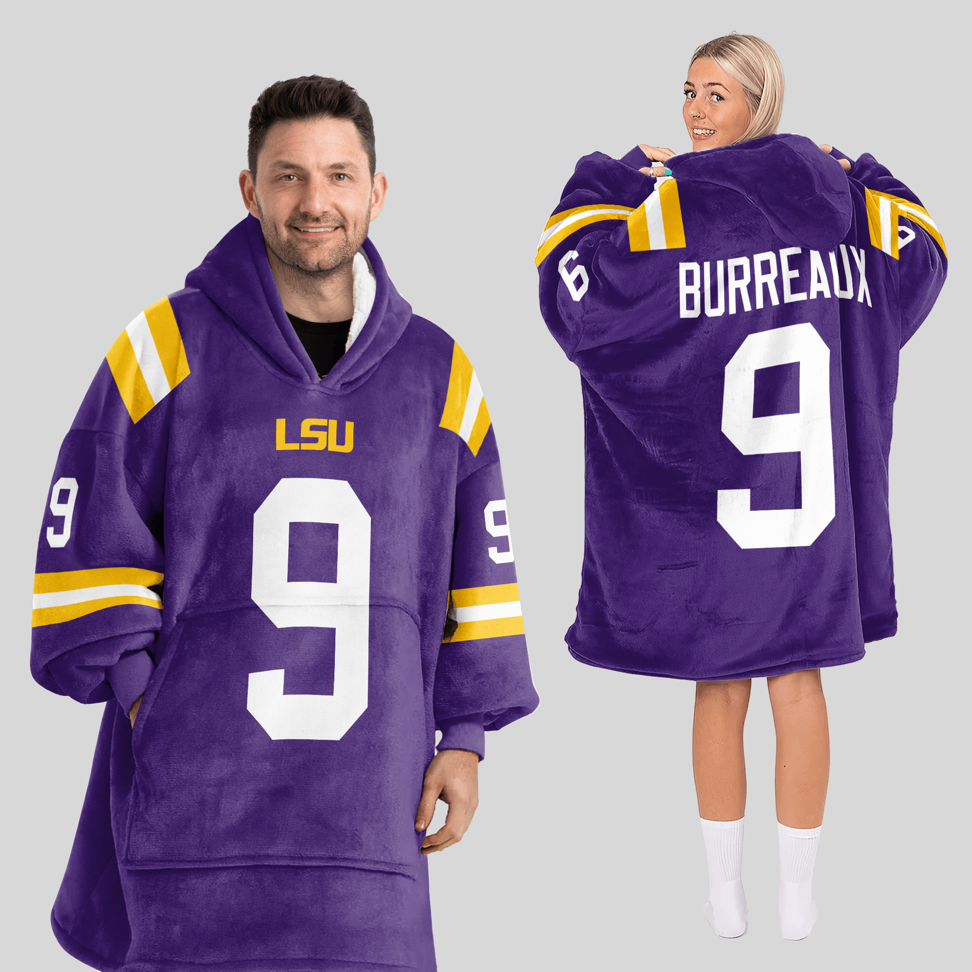 Adult J.B 9 LSU Football Unisex Blanket Hoodie