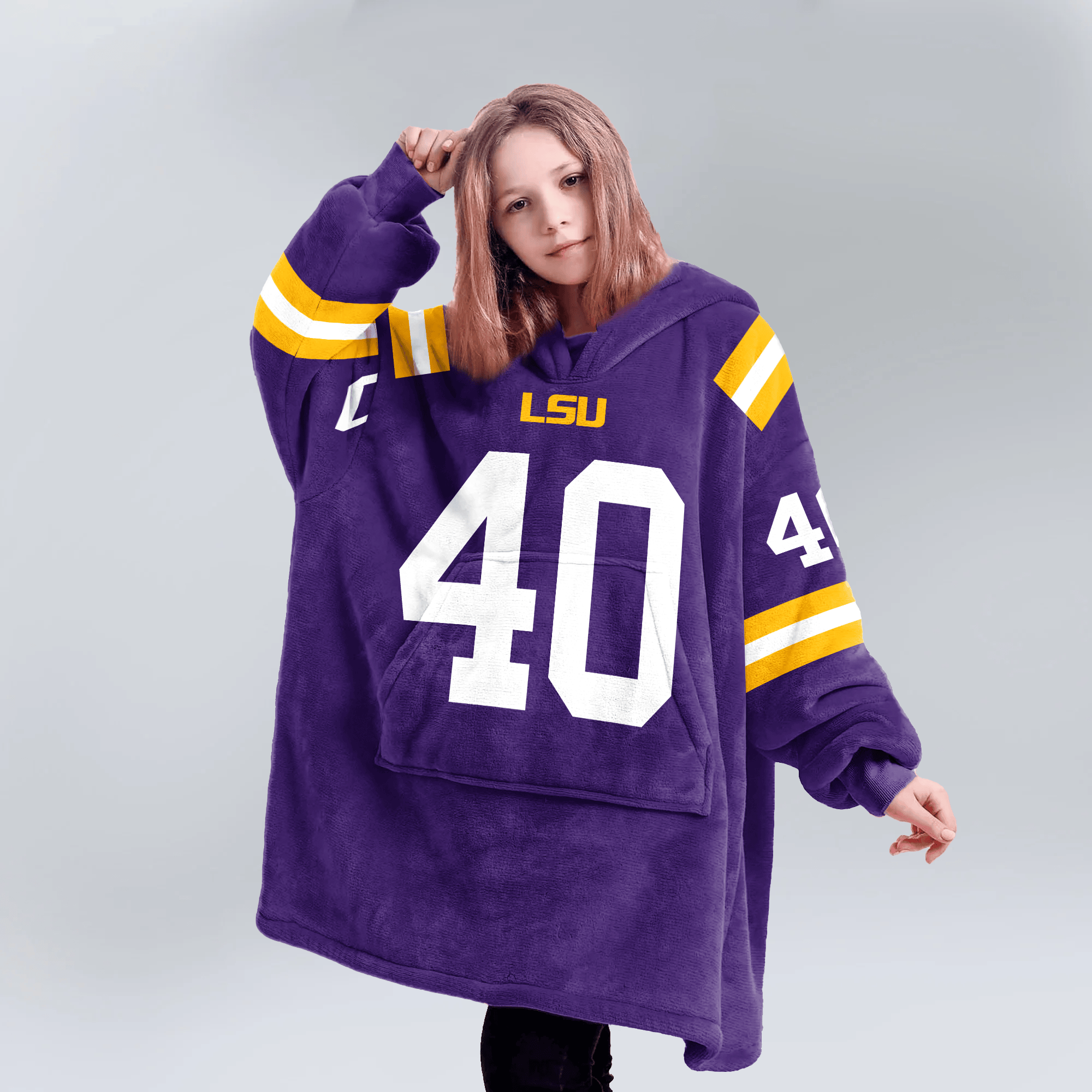 Kid W.W 40 LSU Football Unisex Blanket Hoodie