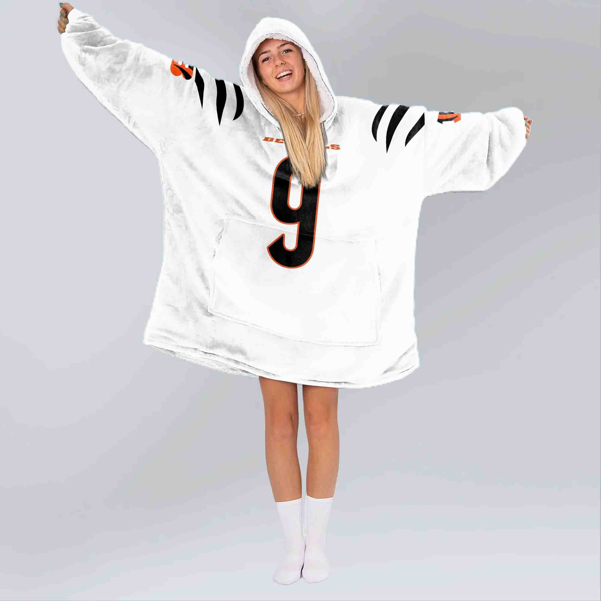 Adult J.B 9 Cincinnati Football Unisex Blanket Hoodie