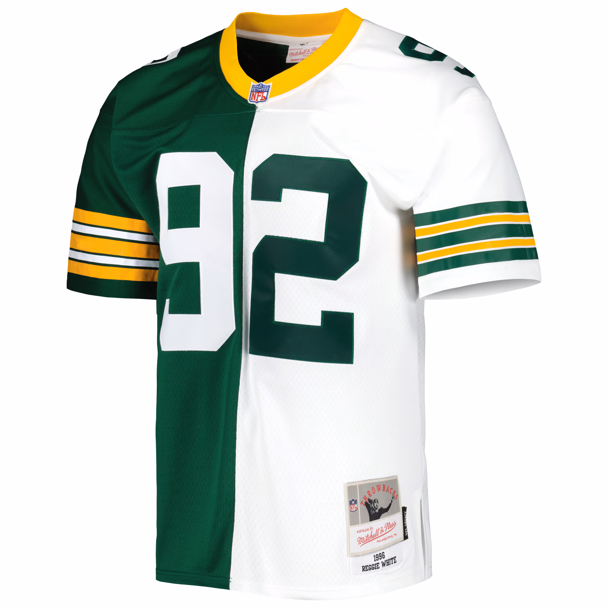 Reggie White Green Bay Packers 1996 Split Legacy Replica Jersey - Green/White