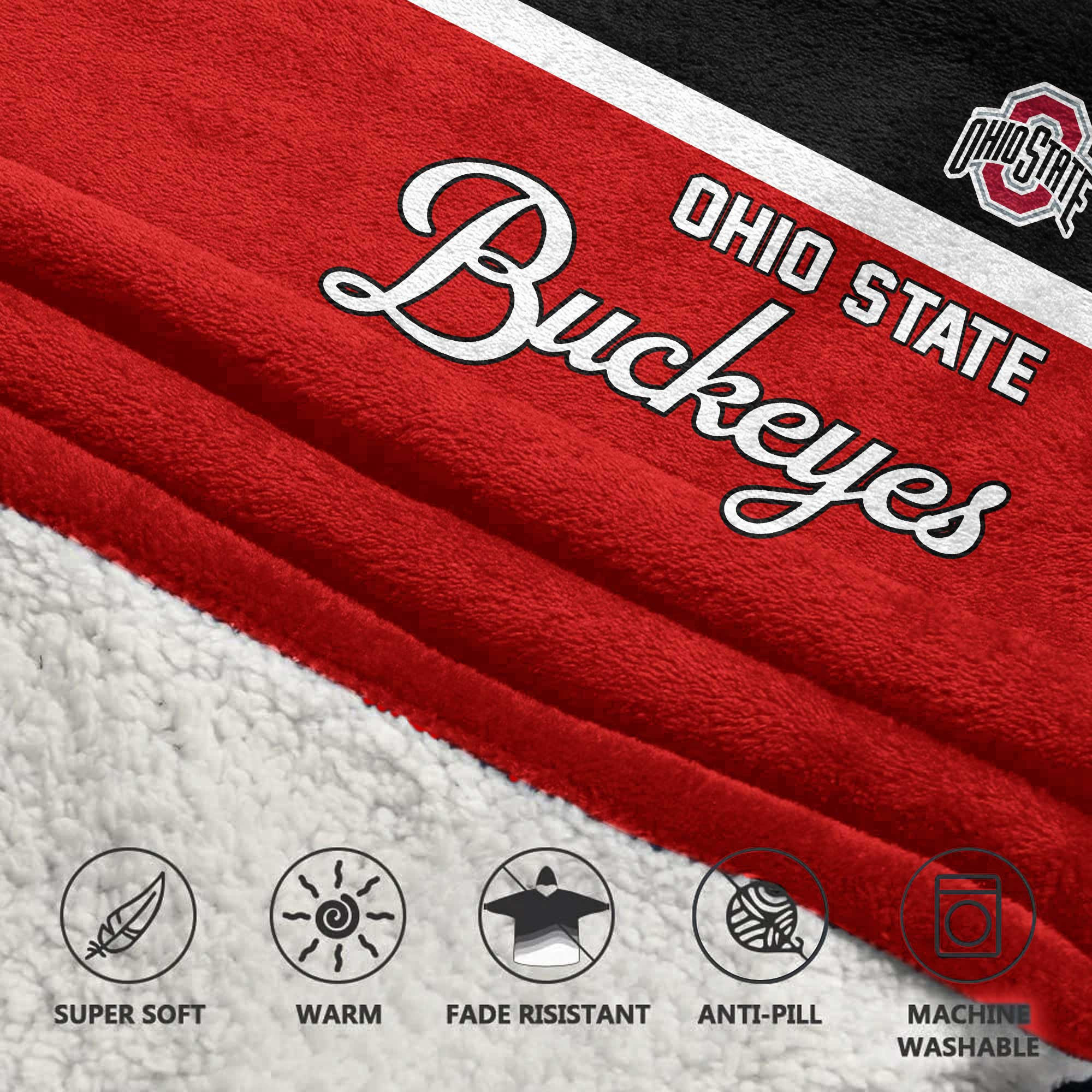Adult Ohio State Football Unisex Blanket Hoodie