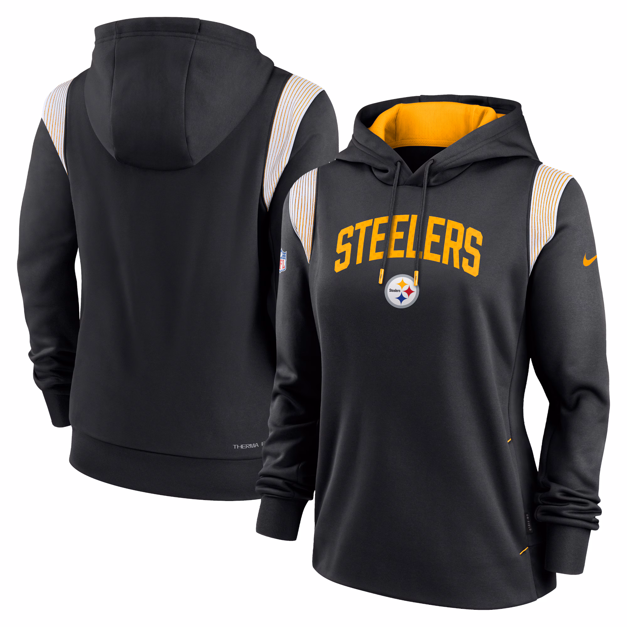 Pittsburgh Steelers Women's Sideline Stack Performance Pullover Hoodie - Black