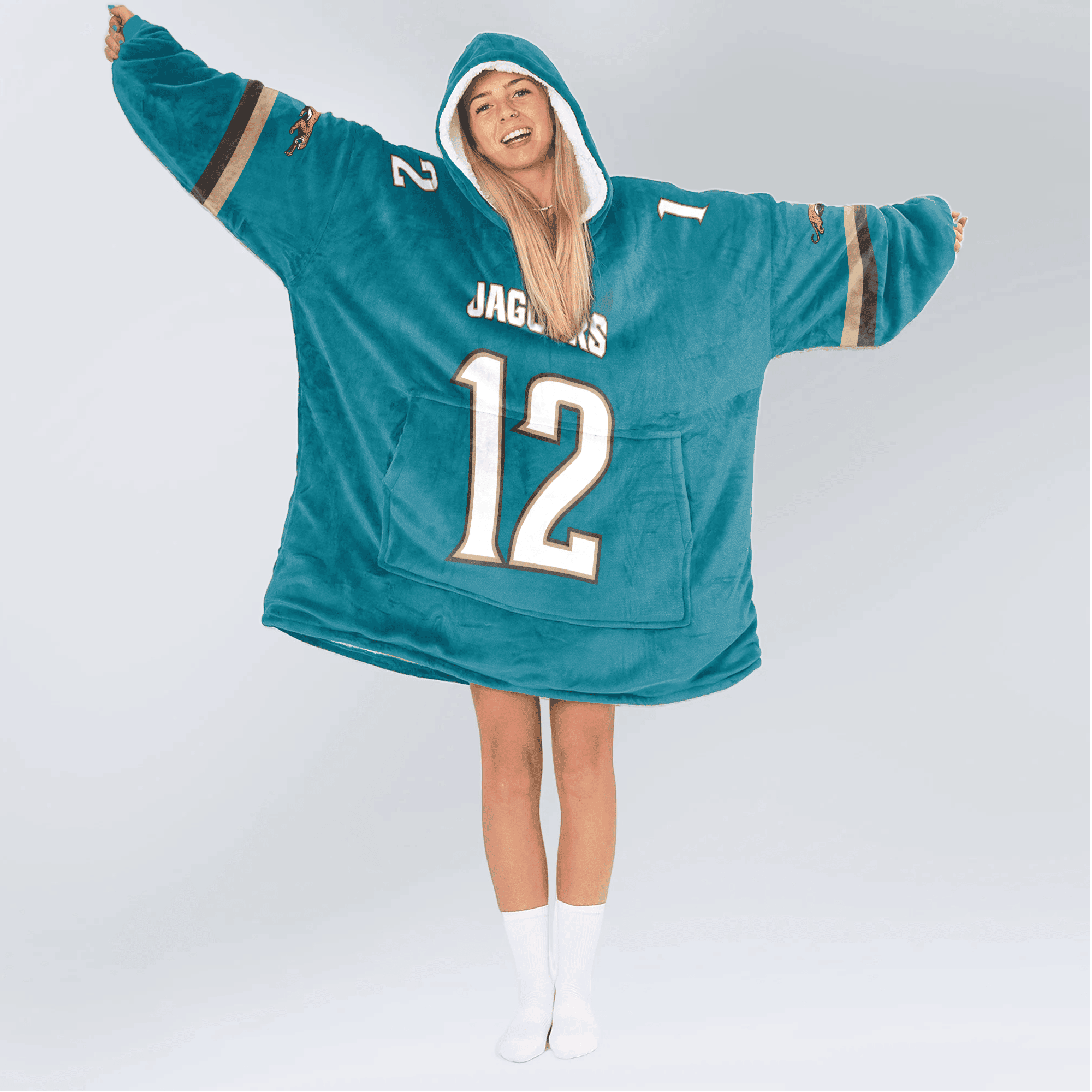 Adult 12 Jacksonville Football Unisex Blanket Hoodie