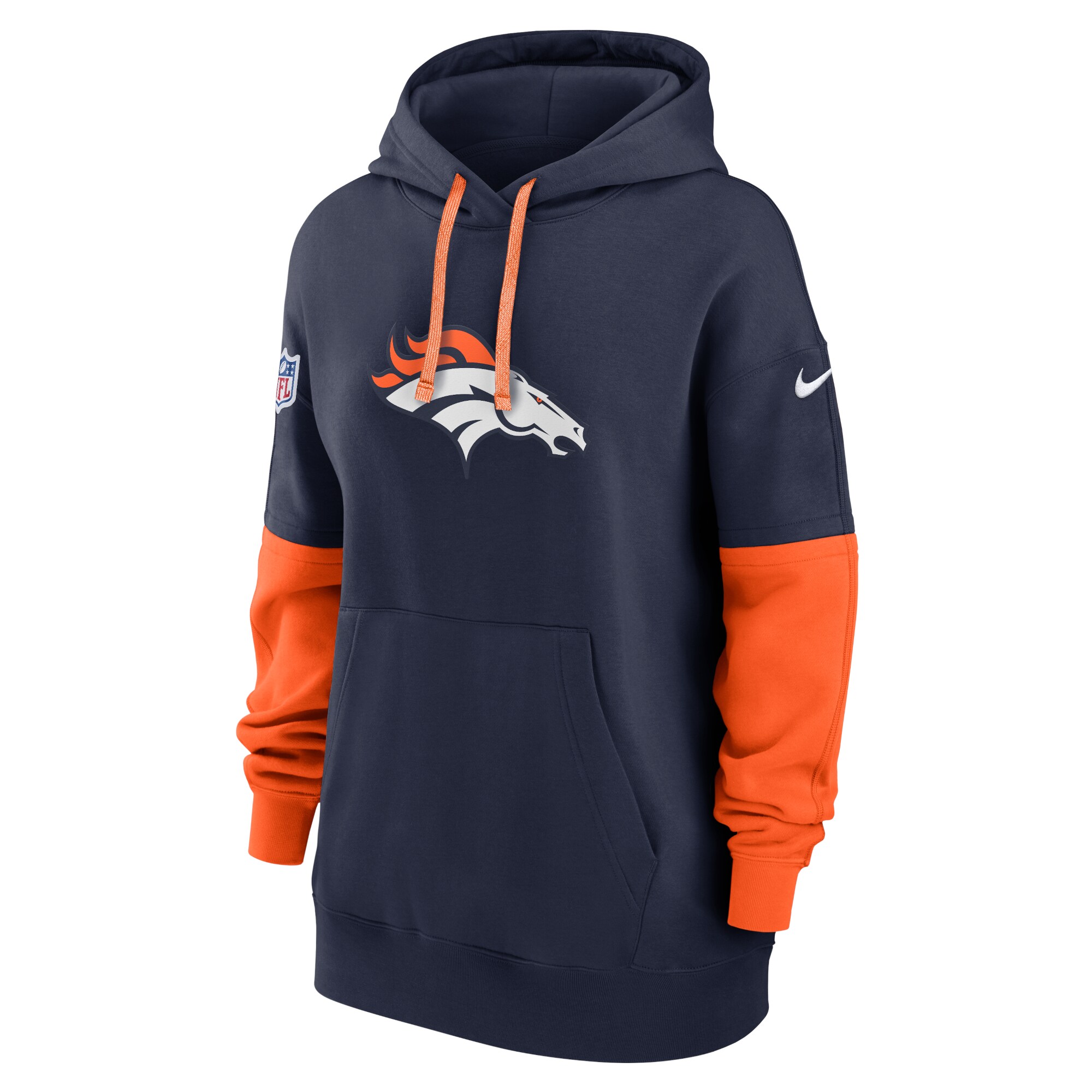 Denver Broncos Women's 2024 Sideline Essential Fleece Pullover Hoodie - Navy