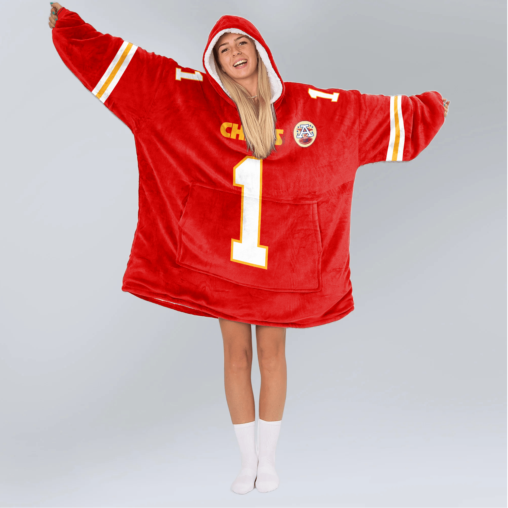 Adult X.W 1 Kansas City Football Unisex Blanket Hoodie
