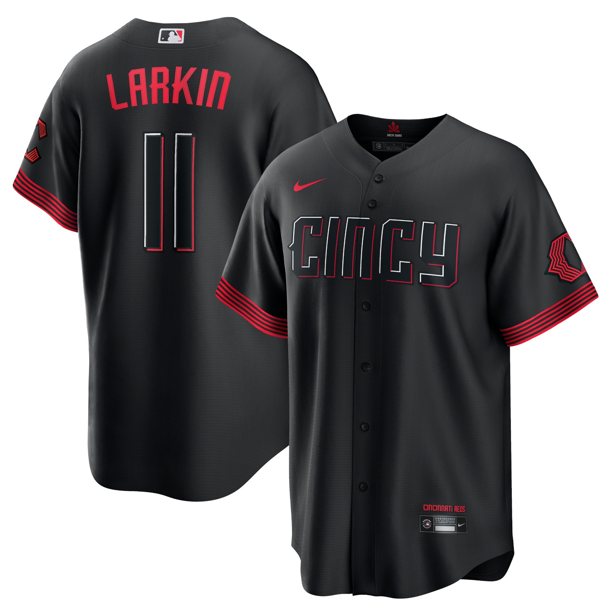 Men's Cincinnati Reds Barry Larkin  Black City Connect Replica Player Jersey