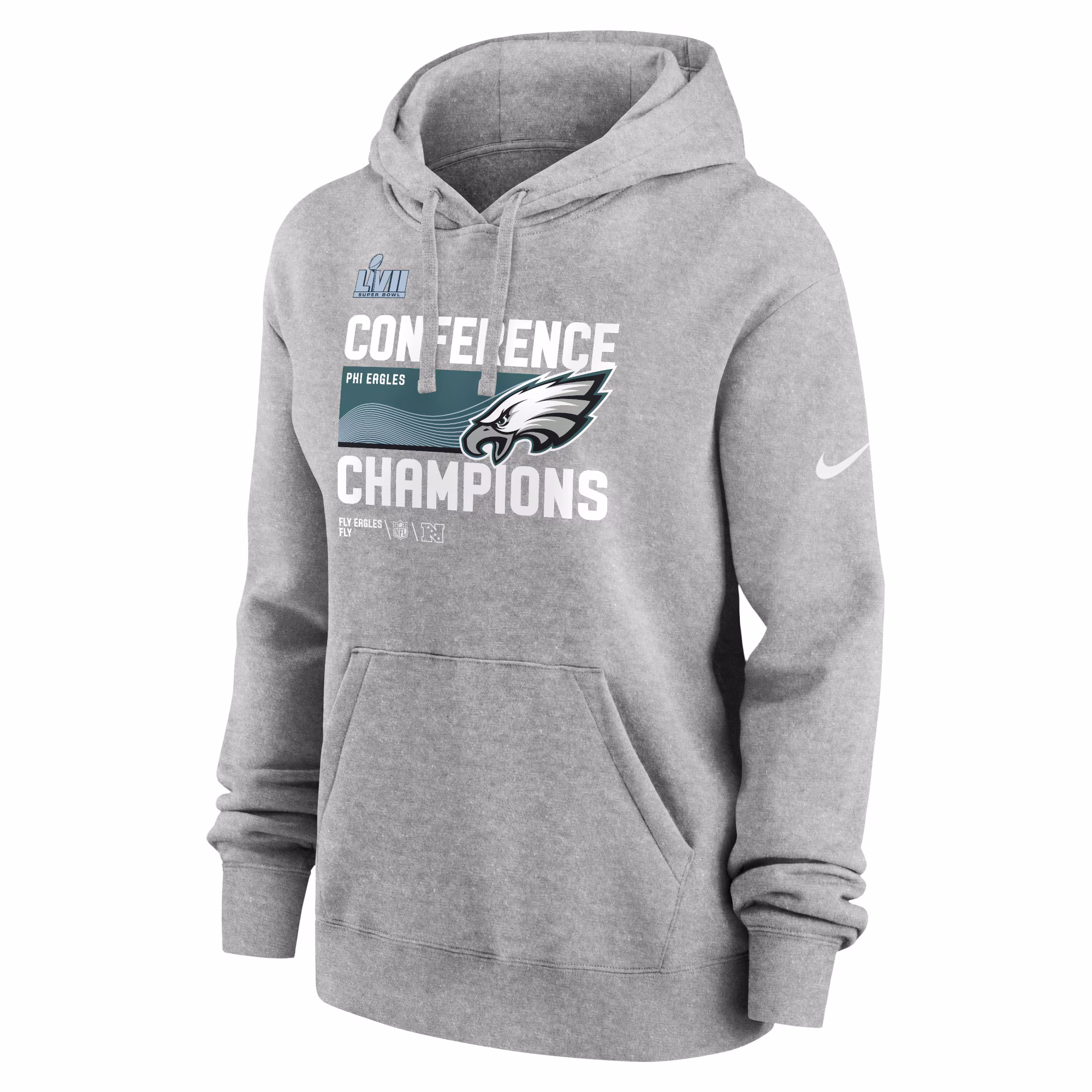 Philadelphia Eagles Women's 2022 NFC Champions Locker Room Trophy Collection Pullover Hoodie - Heather Gray