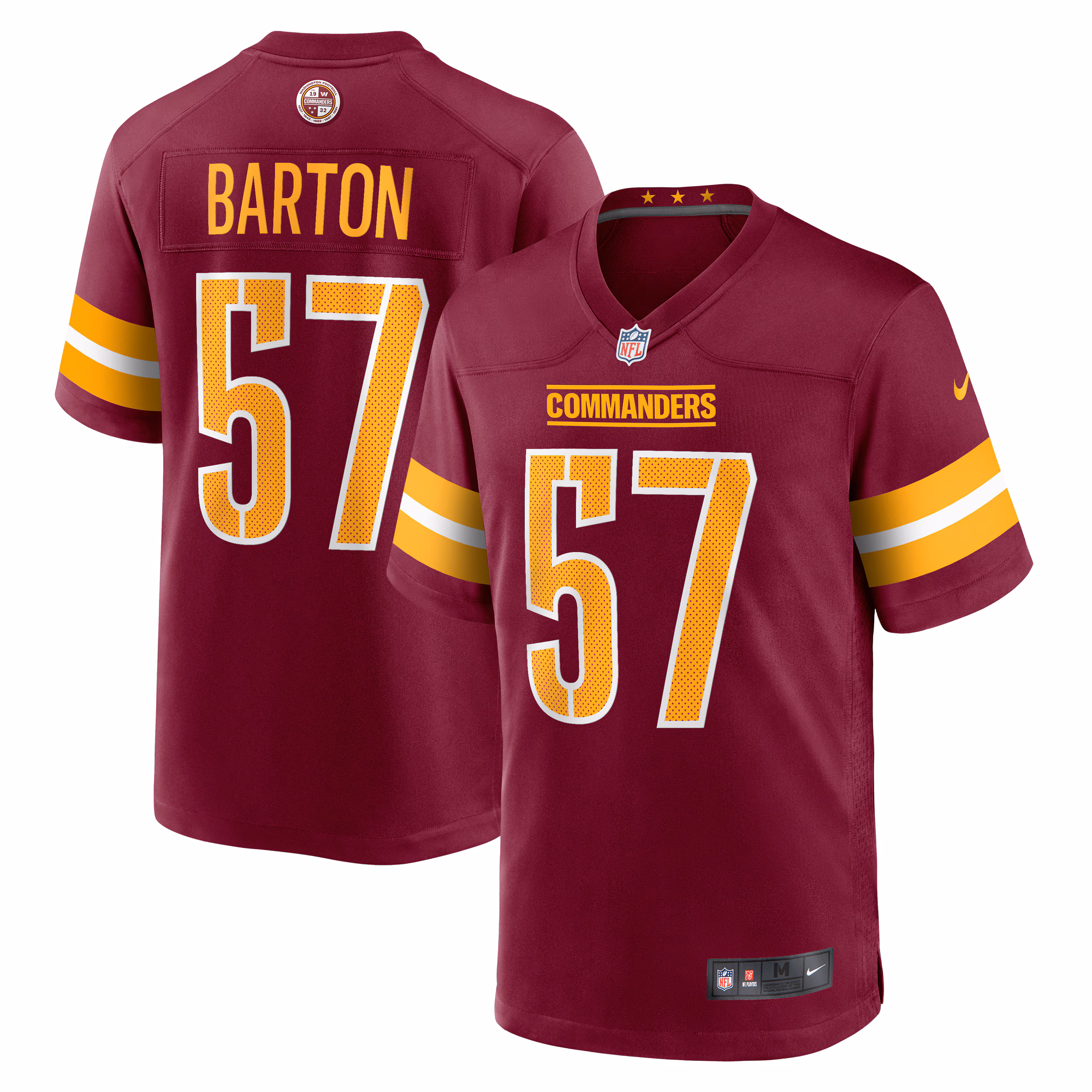 Cody Barton Washington Commanders Game Player Jersey - Burgundy