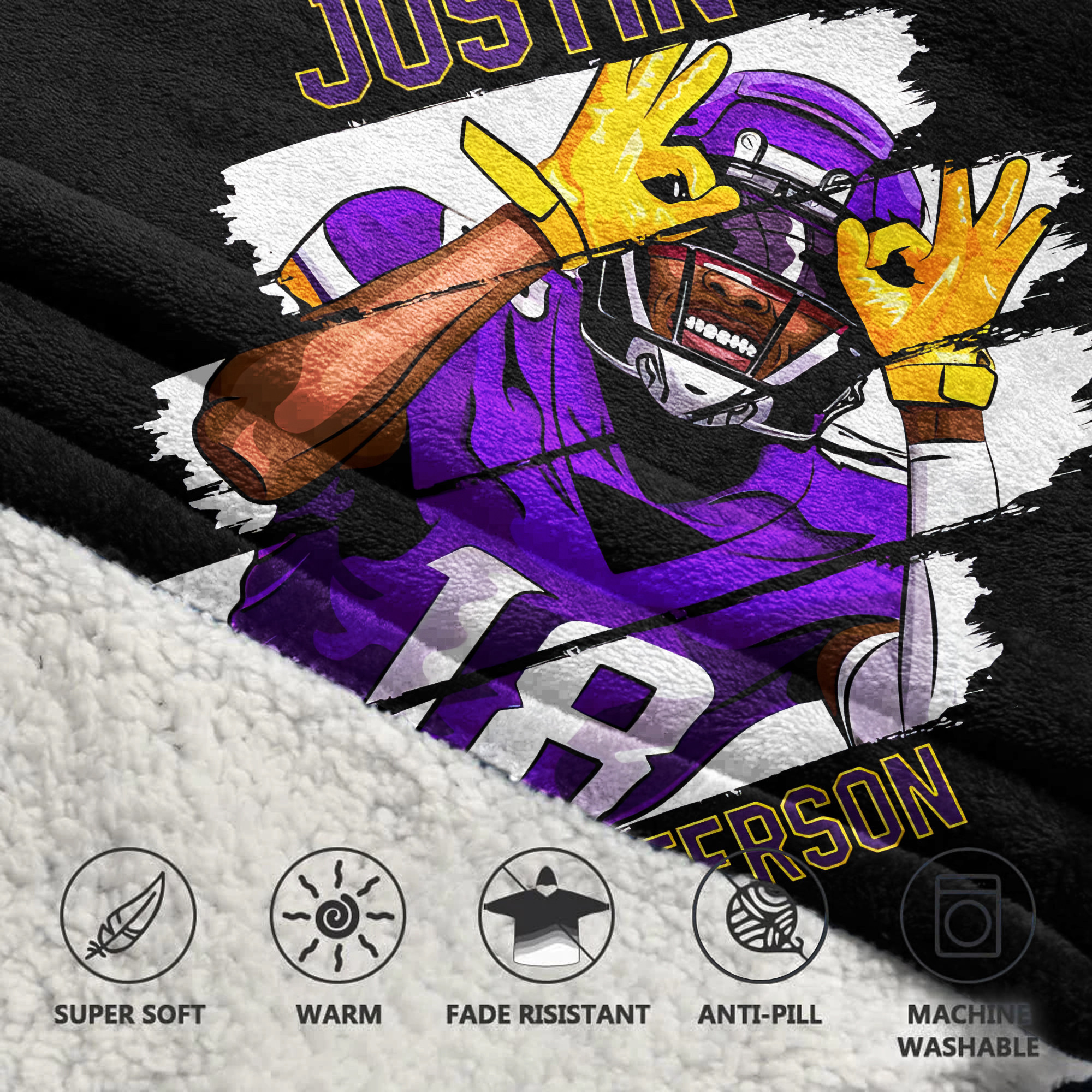Adult JJ 18 Minnesota Football Unisex Blanket Hoodie