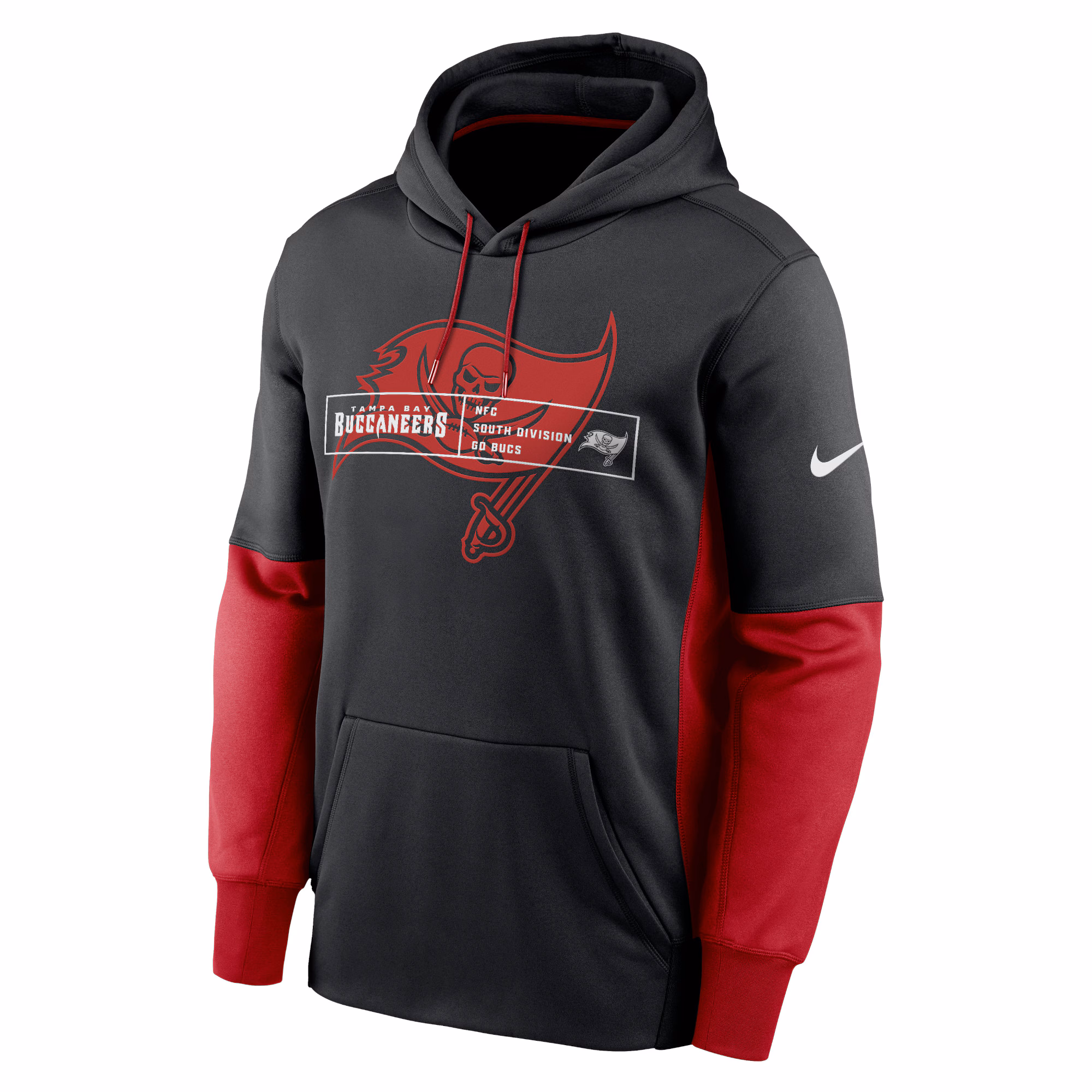 Tampa Bay Buccaneers Color Block Fleece Performance Pullover Hoodie - Black