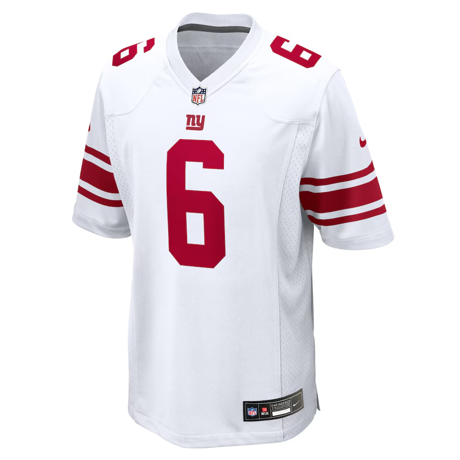 Men's New York Giants #6 Jaxson Dart White Game Jersey