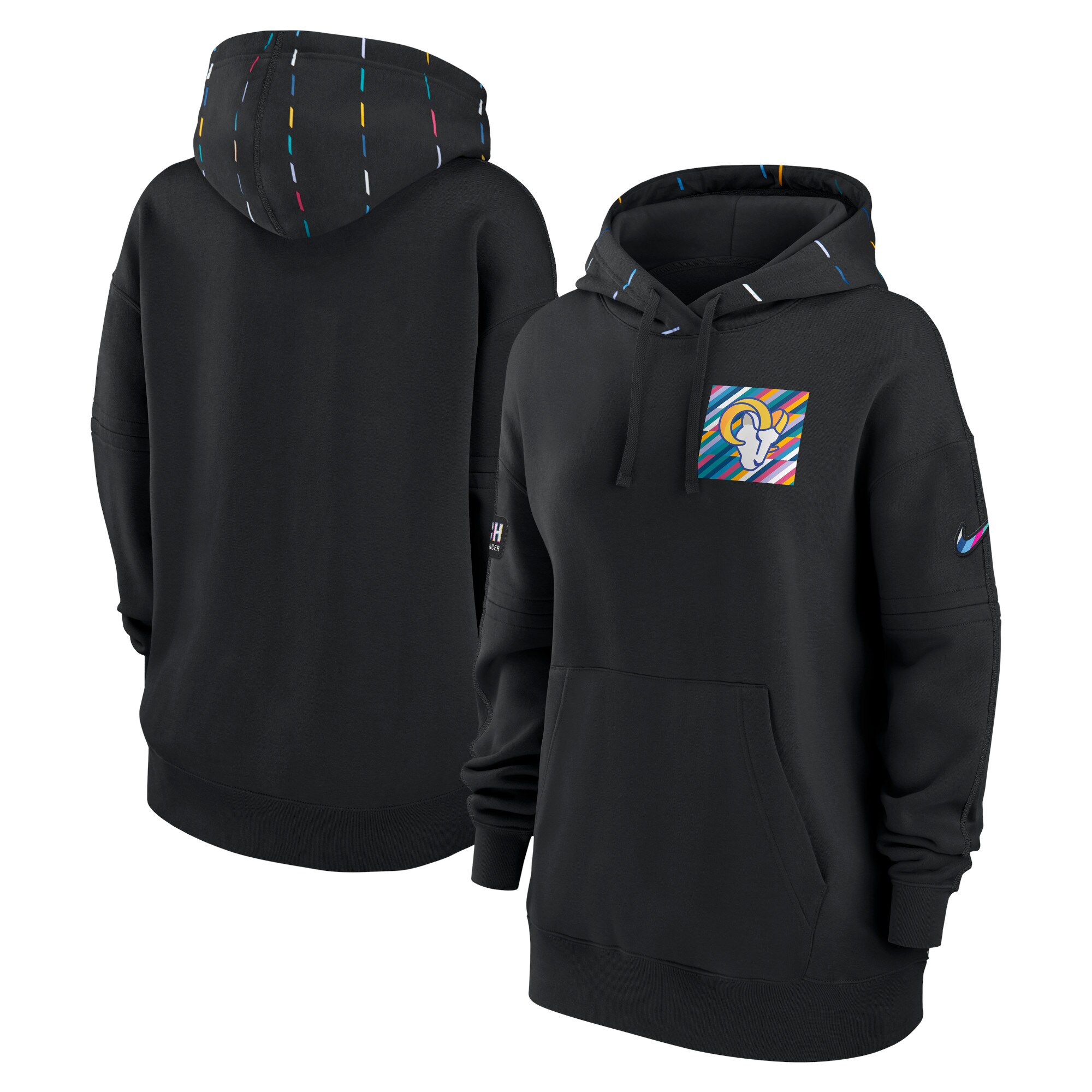 Los Angeles Rams  Women's 2023  Crucial Catch Club Pullover Hoodie - Black