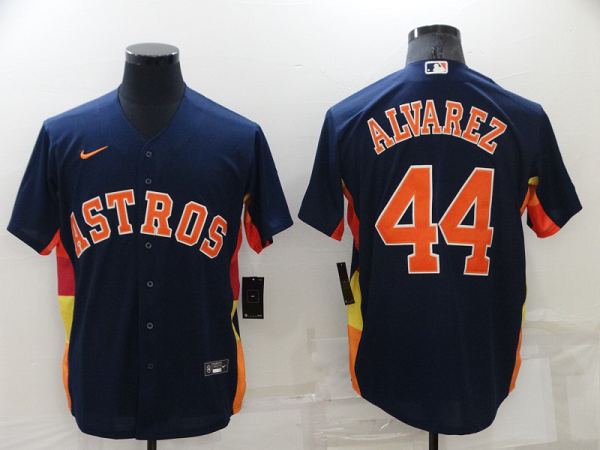 Men's  Houston Astros #44 Yordan Alvarez Navy 2021 World Series MLB Cool Base Jersey