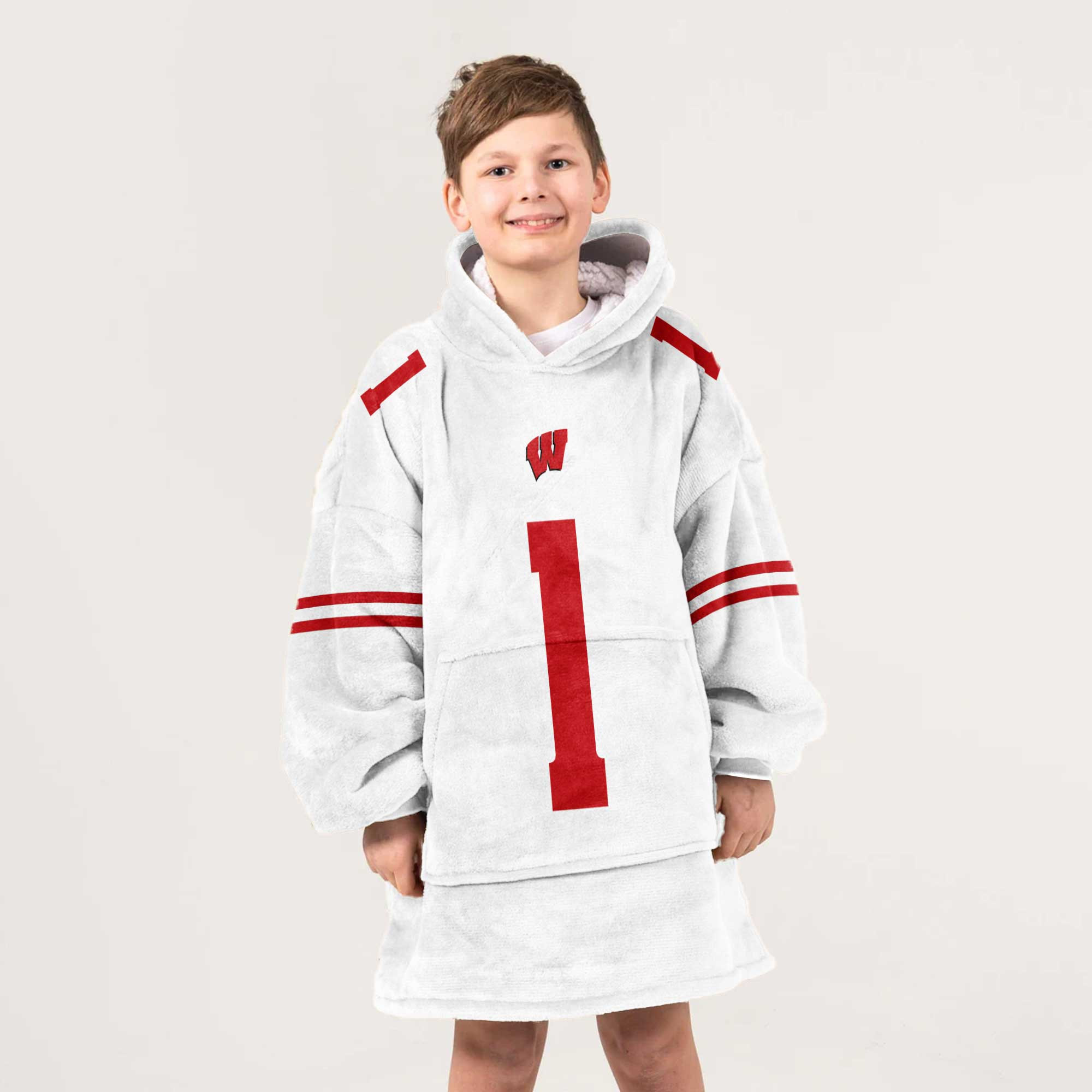 Kid #1 Wisconsin Football Unisex Blanket Hoodie