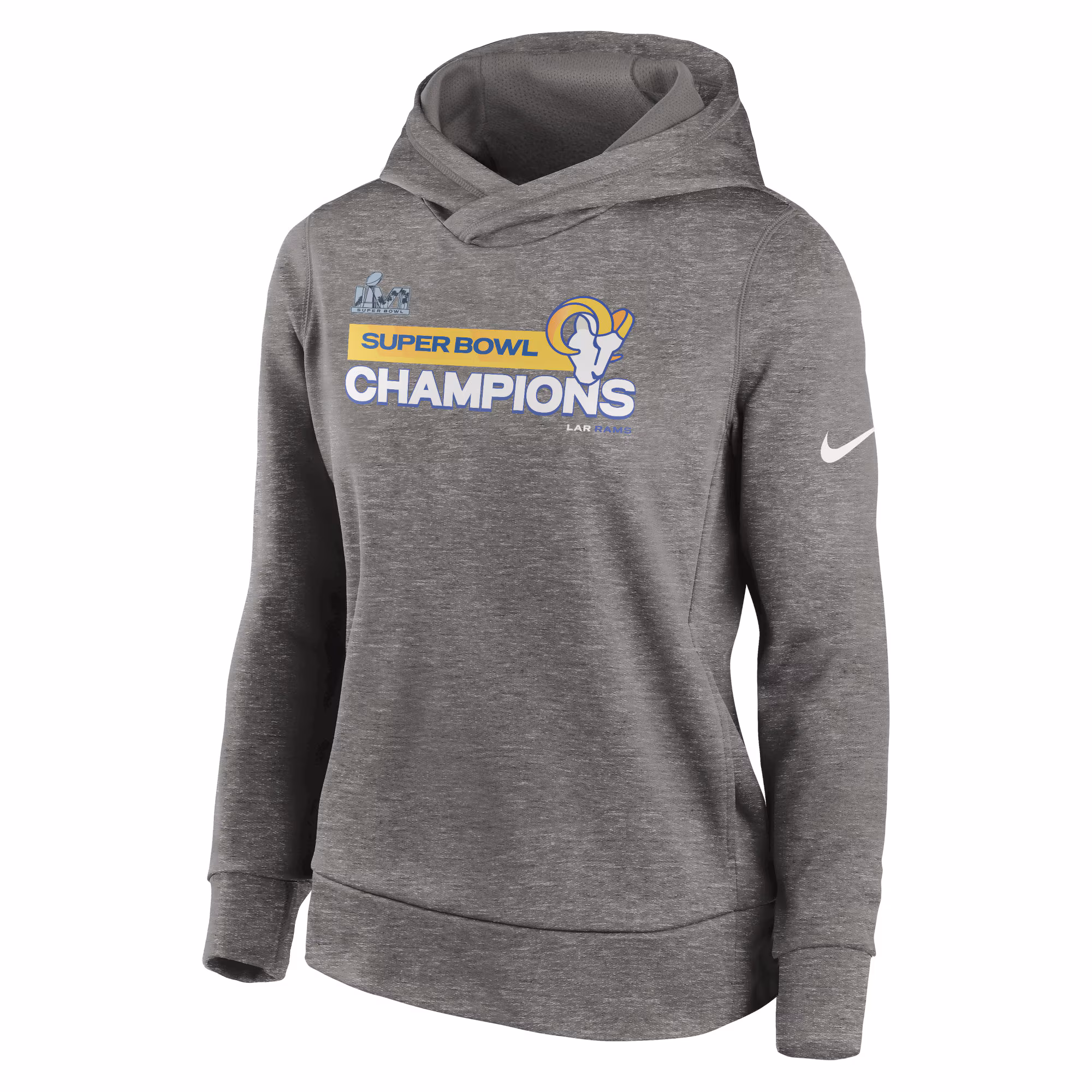 Los Angeles Rams Women's Super Bowl LVI Champions Pullover Hoodie - Heathered Charcoal